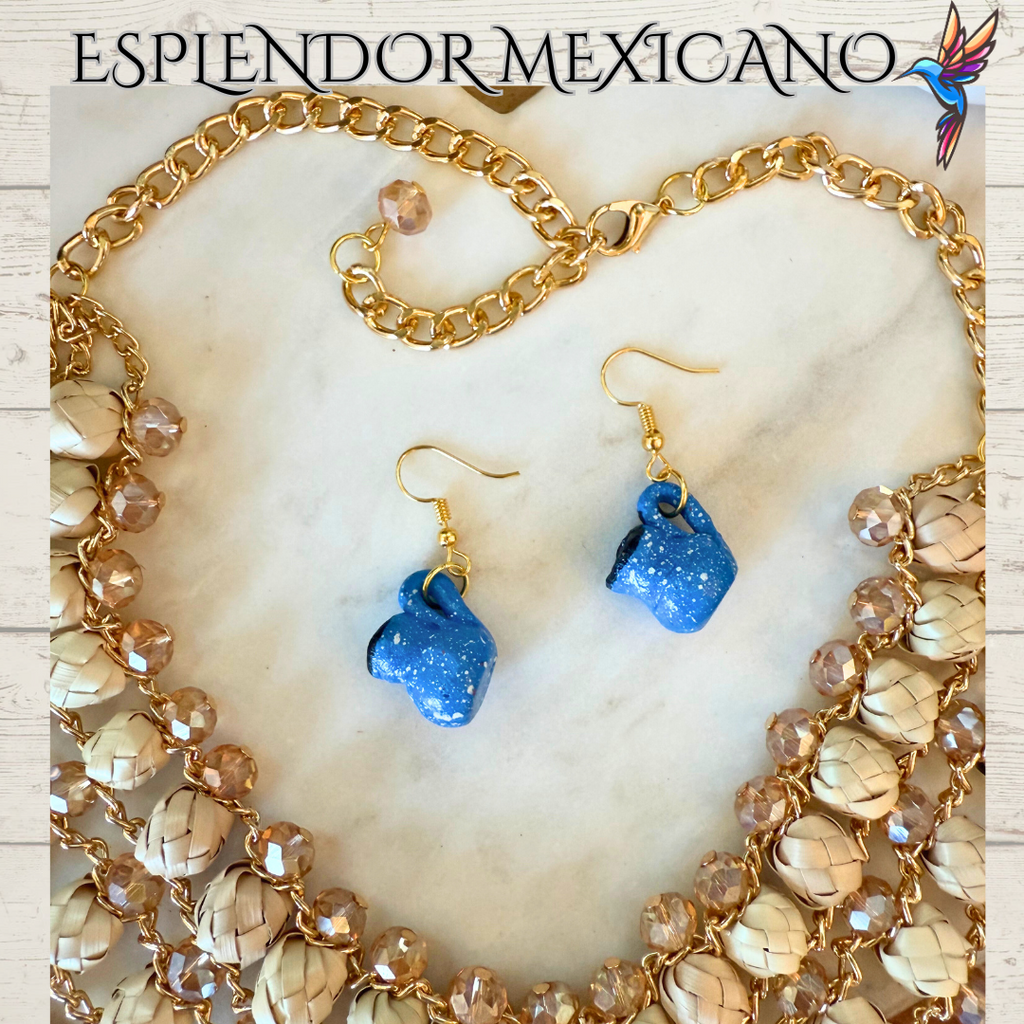 Fiesta Dreams Statement Necklace Set – Hand-Painted Jarritos, Palm & Glass Beads