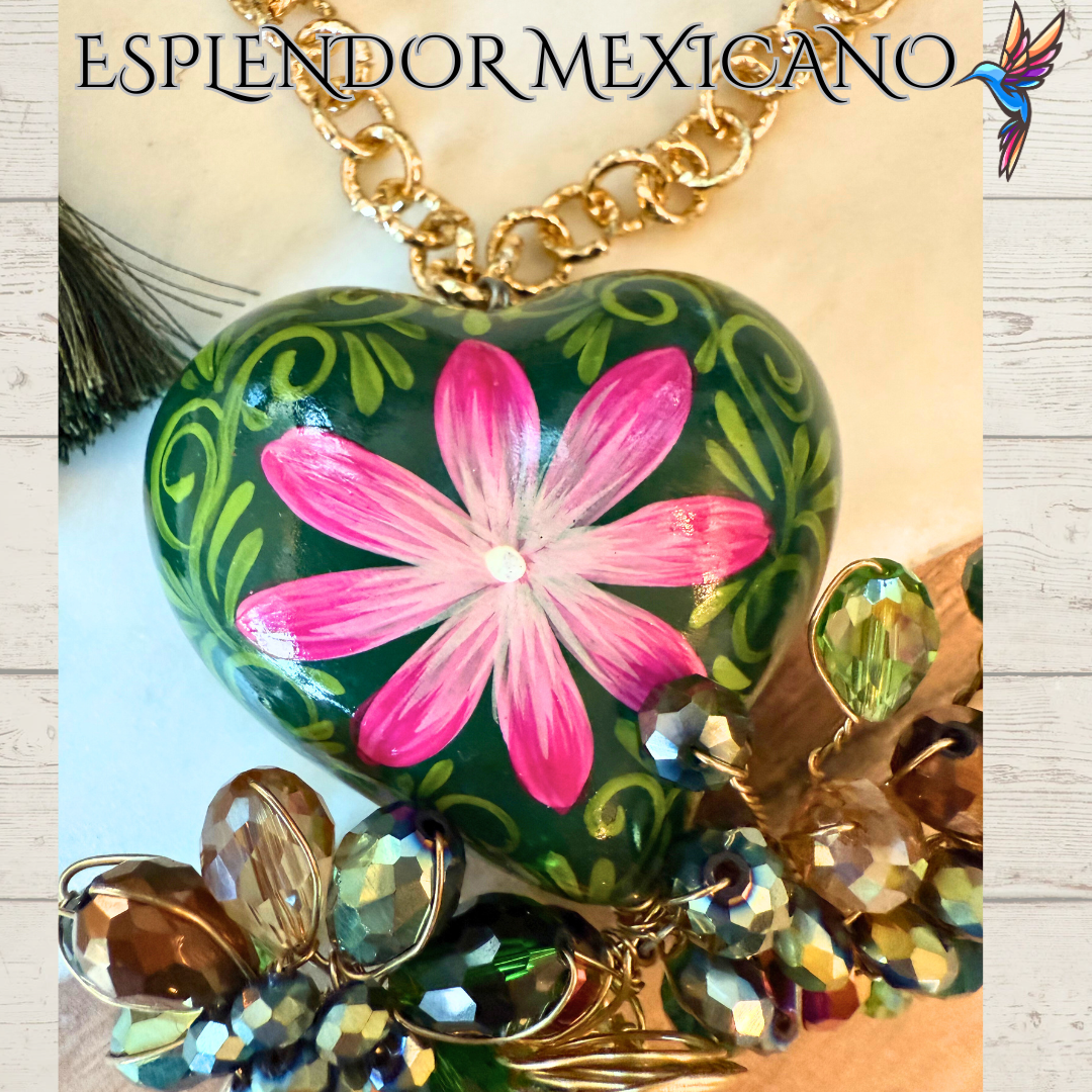 💚 Floral Heart Necklace Set – Handcrafted with Soul