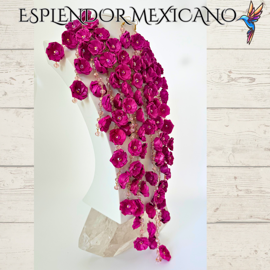 Mexican Artisanal Palm Necklace Jewelry Set/Palm Necklace & Earrings/Mexican Jewelry/Ethnic Necklace/Latina Style/Handmade in Mexico/Boho
