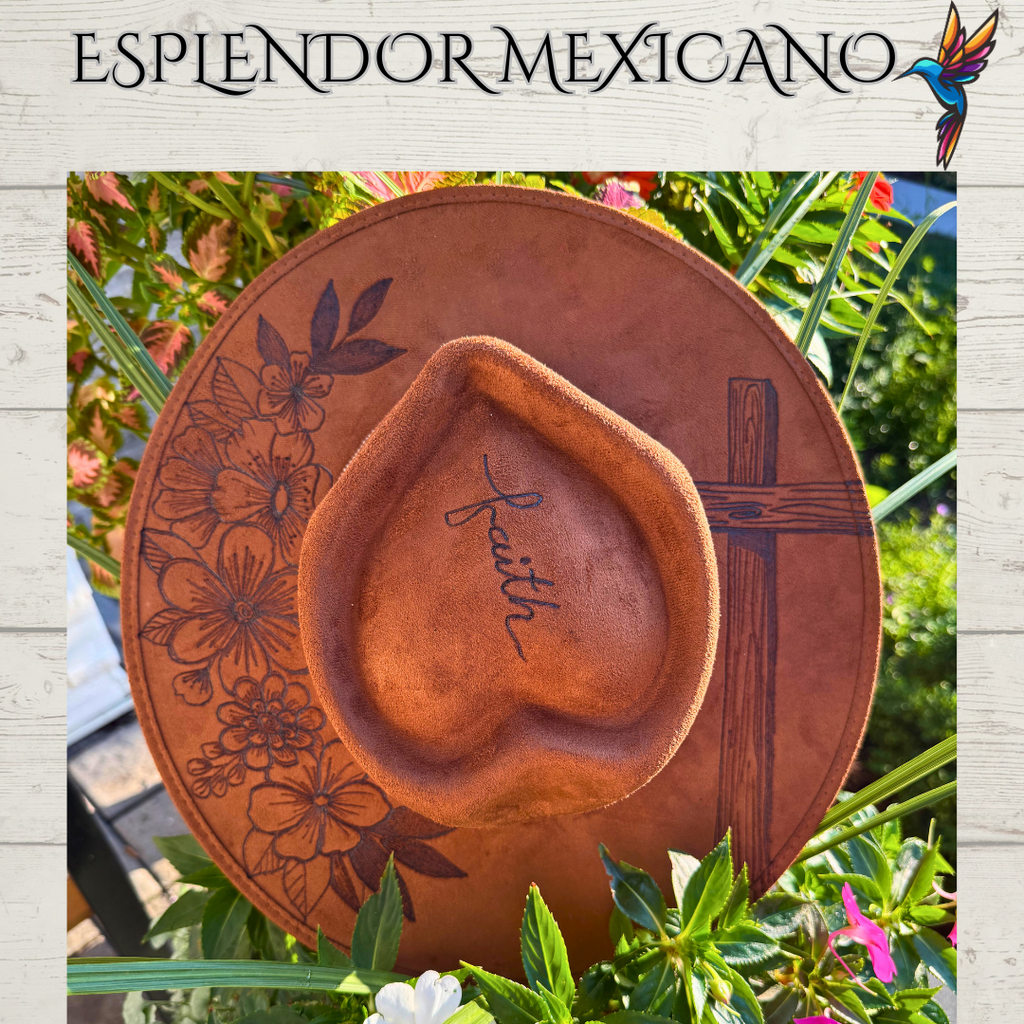 🤎 Handmade Suede Western Hat – “Faith” Design