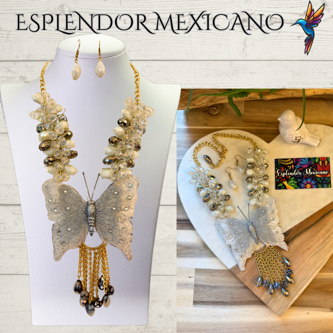 🦋 Bold Butterfly Necklace Set – Handmade in Mexico