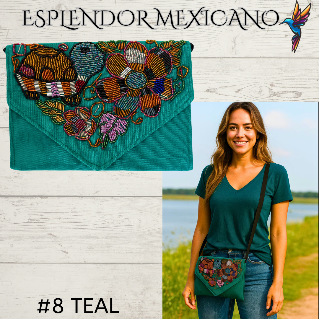 🌺 Handmade Embroidered Purse Clutch – Crossbody Convertible