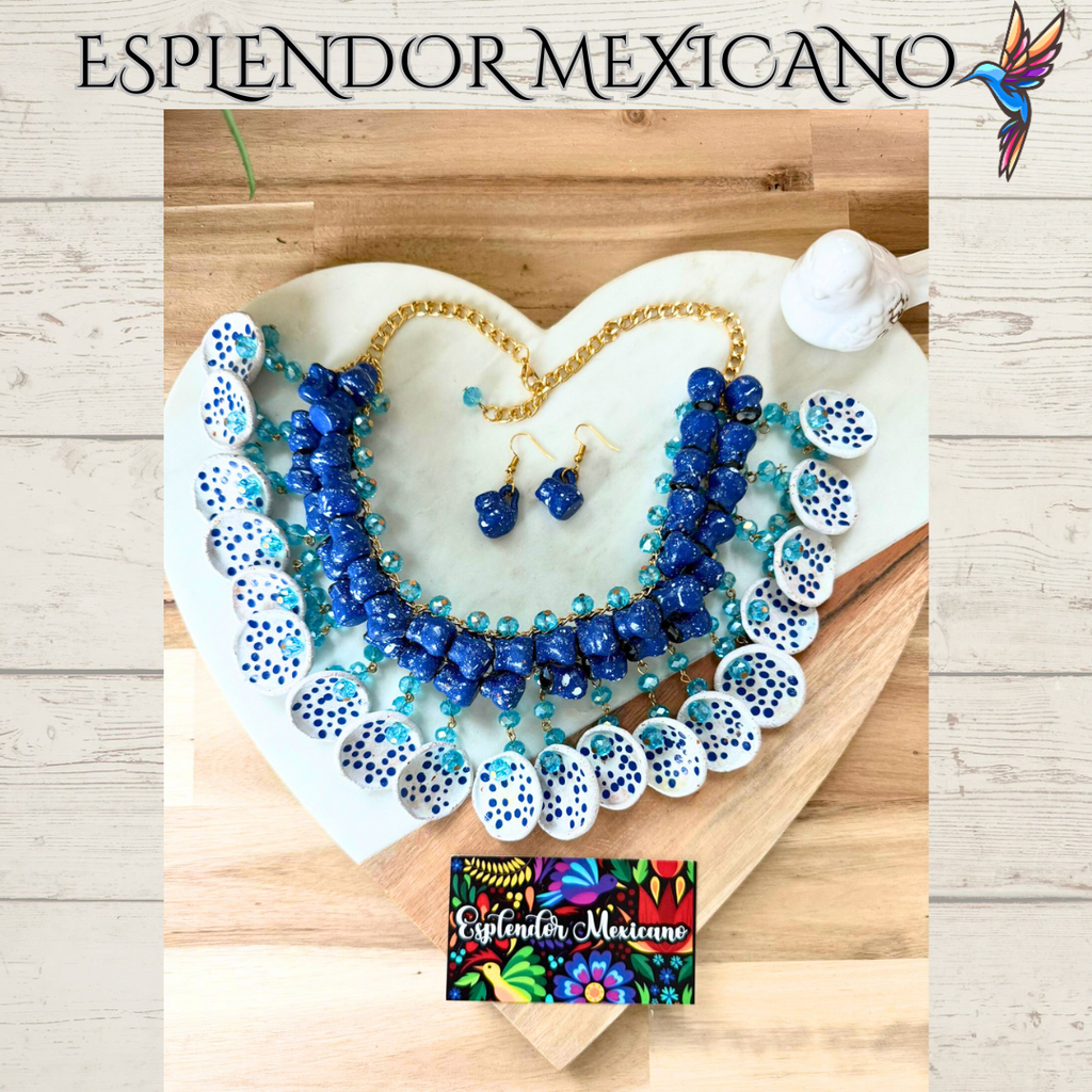 💙 Fiesta Dreams Talavera Necklace Set – Handmade in Mexico