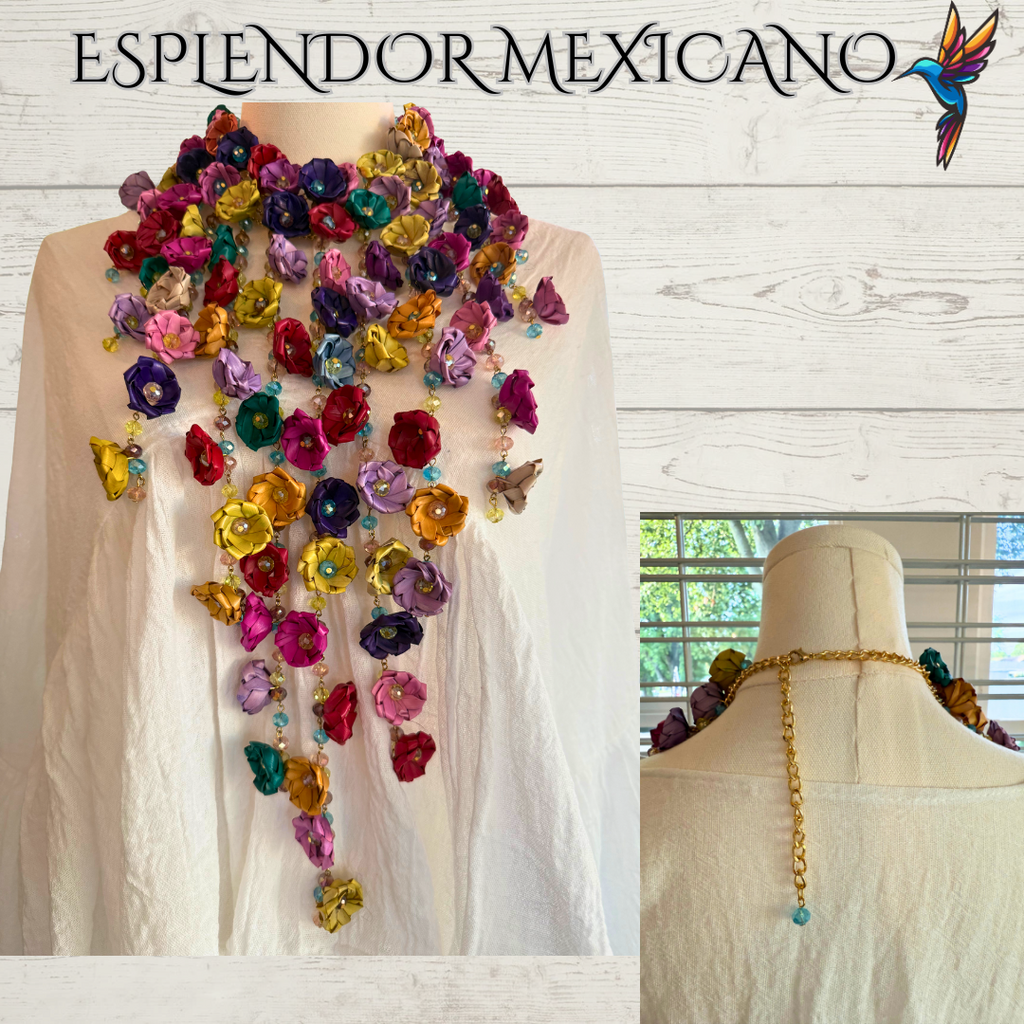 💜💙🩷💚🧡 Natural Palm Statement Necklace Set – Handmade with Glass Beads
