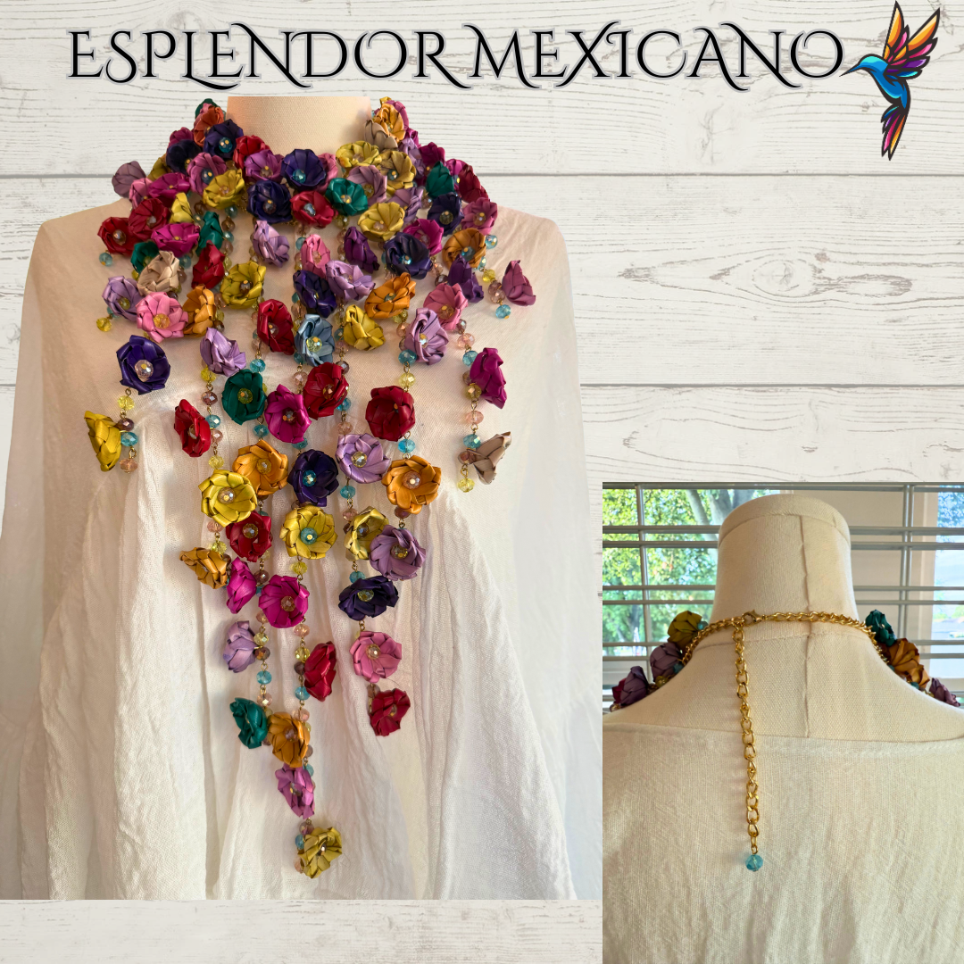 💜💙🩷💚🧡 Natural Palm Statement Necklace Set – Handmade with Glass Beads