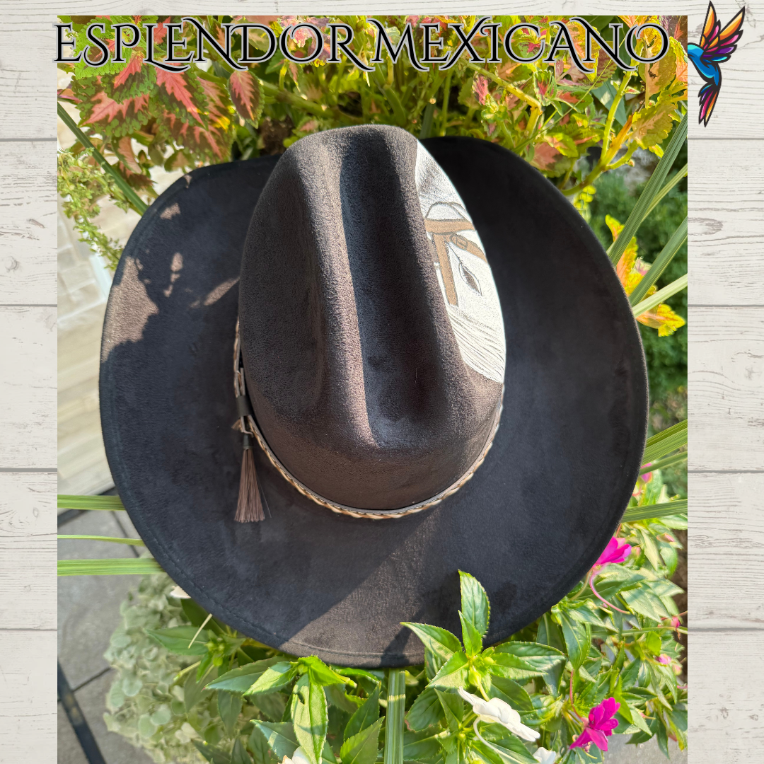 🤍 Hand-Painted White Horse Cowgirl Hat – Handmade in Mexico