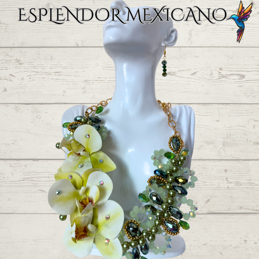 🌸 Handmade Orchid Necklace Set