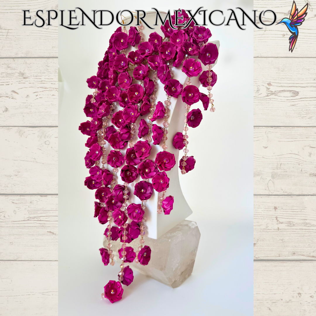 Mexican Artisanal Palm Necklace Jewelry Set/Palm Necklace & Earrings/Mexican Jewelry/Ethnic Necklace/Latina Style/Handmade in Mexico/Boho