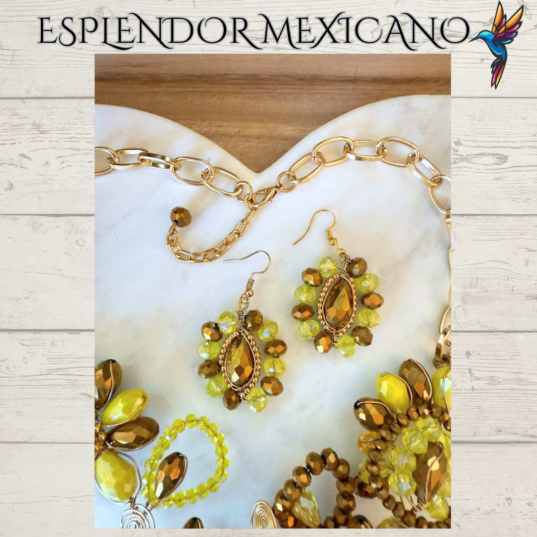 🧡💛 Floral Heart Necklace Set – Hand-Painted Ceramic & Beads | Handmade in Mexico