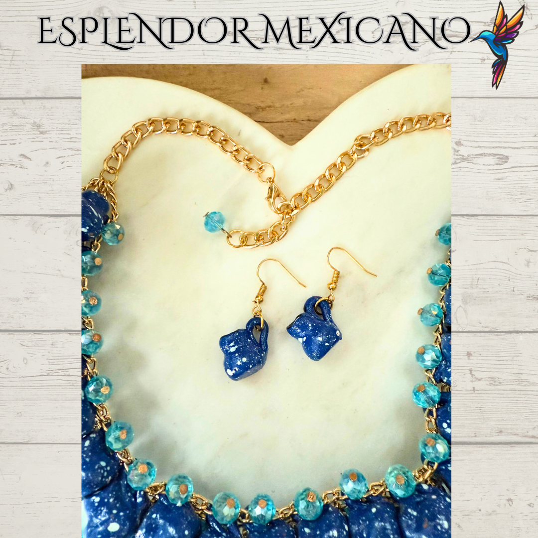 💙 Fiesta Dreams Talavera Necklace Set – Handmade in Mexico