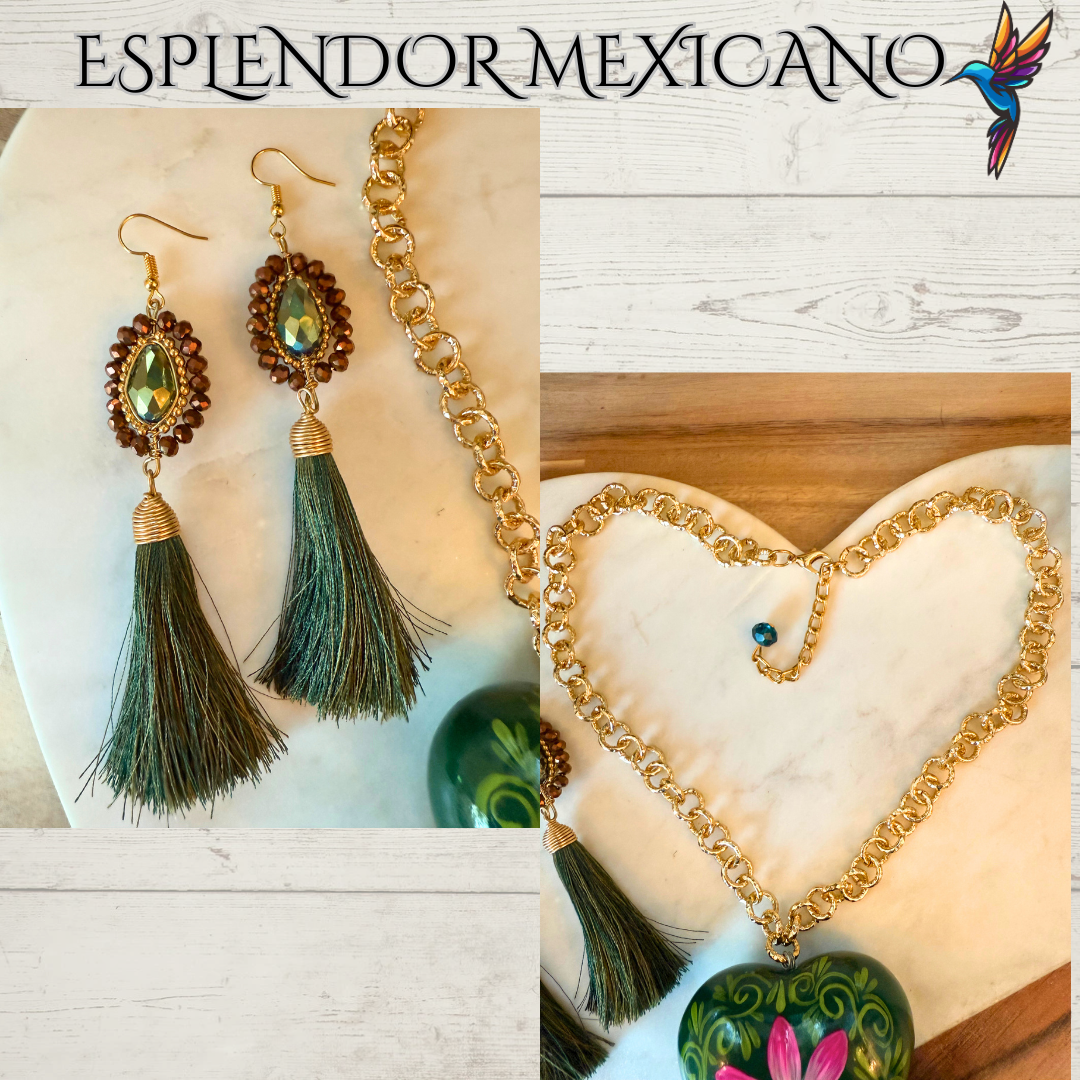 💚 Floral Heart Necklace Set – Handcrafted with Soul