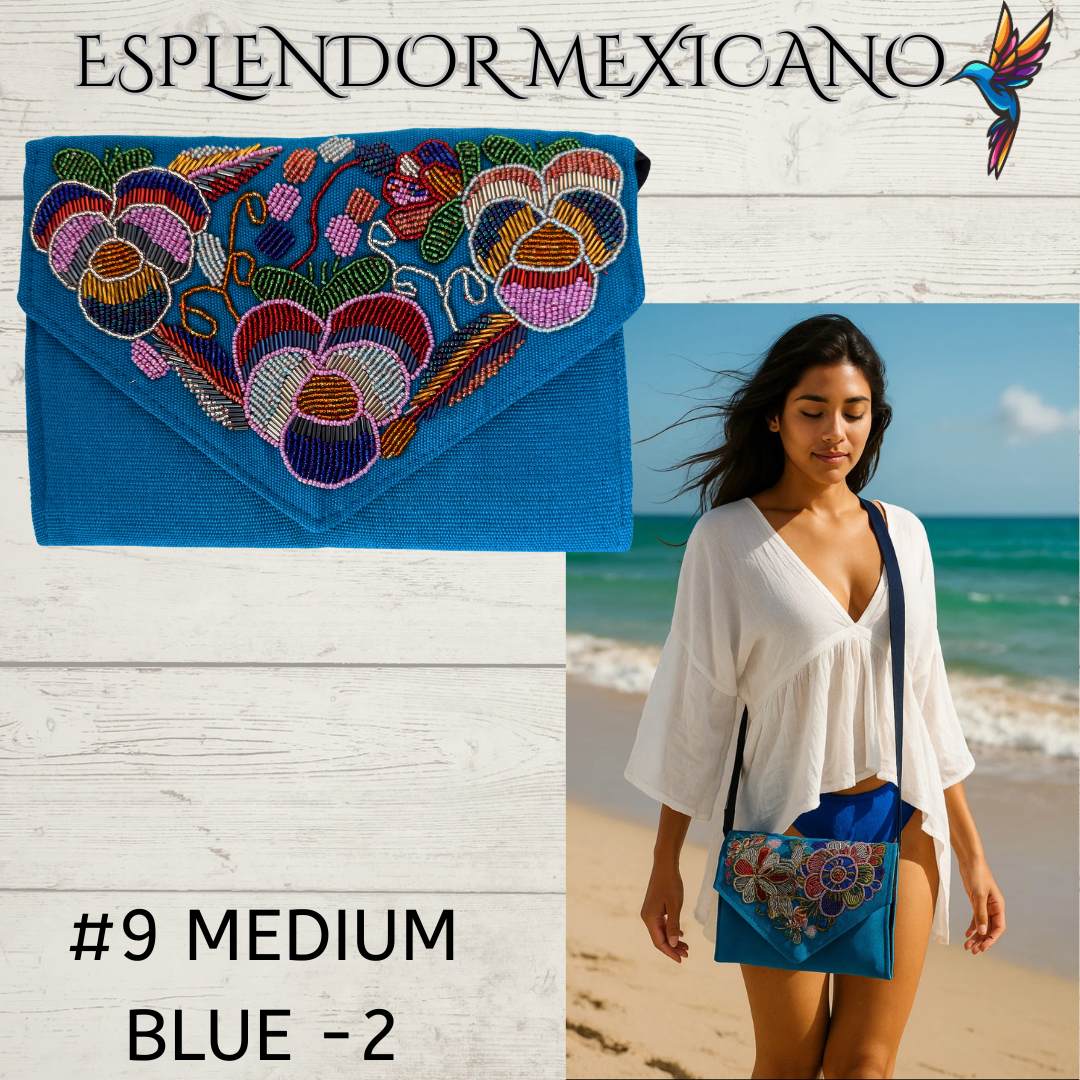 🌺 Handmade Embroidered Purse Clutch – Crossbody Convertible