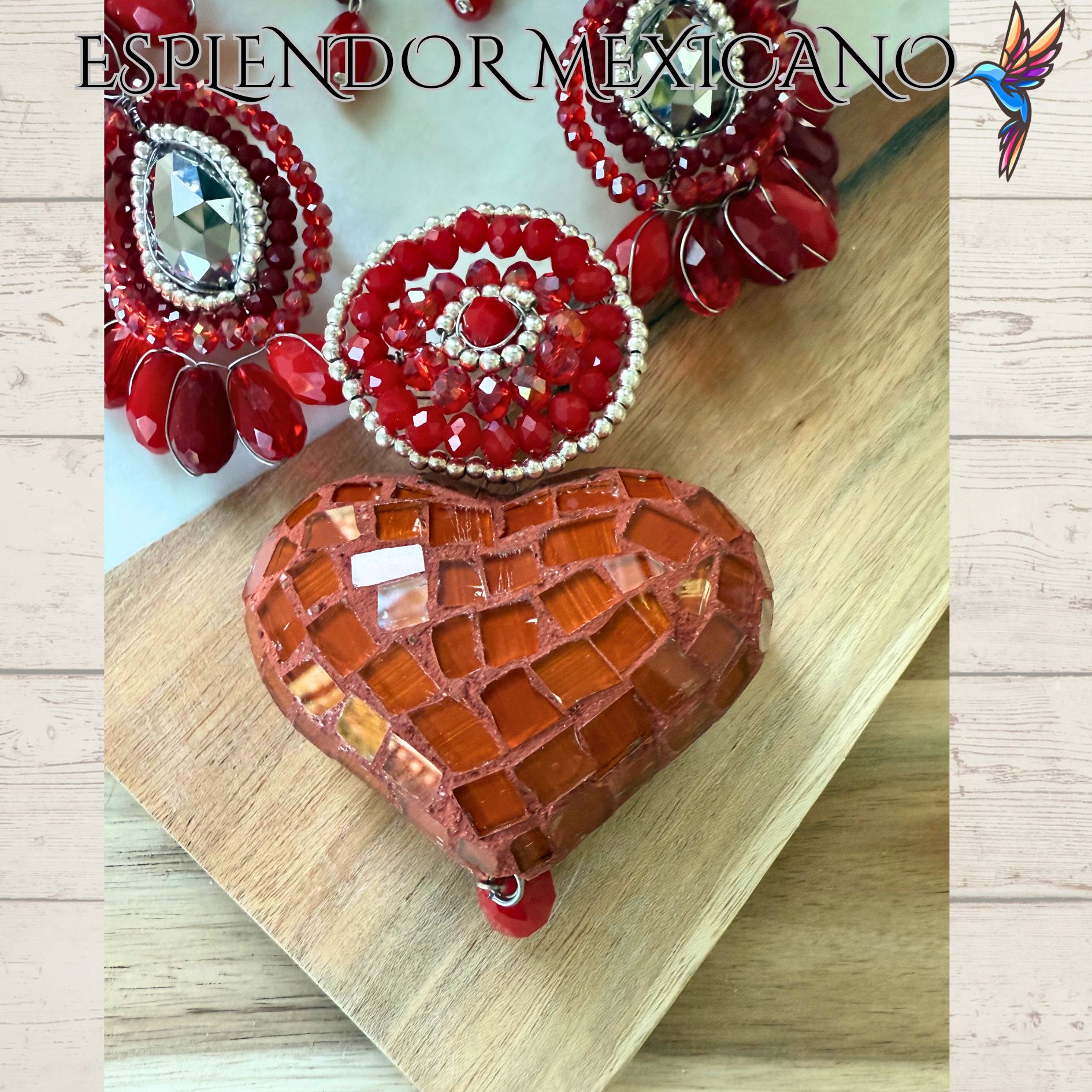 ❤️ Handmade Red Heart Necklace Set – Artisan Jewelry from Mexico