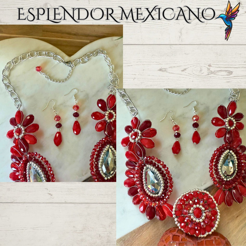 ❤️ Handmade Red Heart Necklace Set – Artisan Jewelry from Mexico