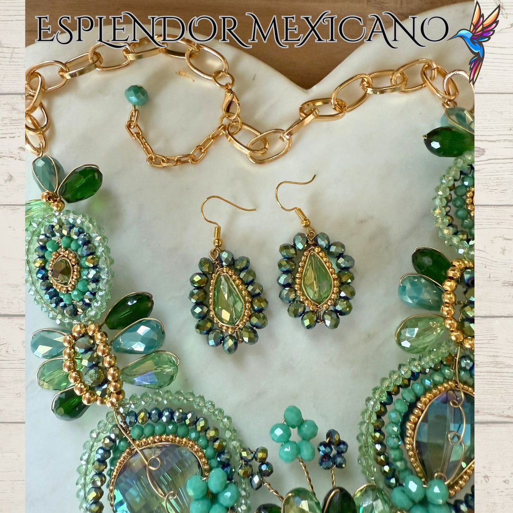 💚💙 Frida Heart Necklace Set – Handmade in Mexico