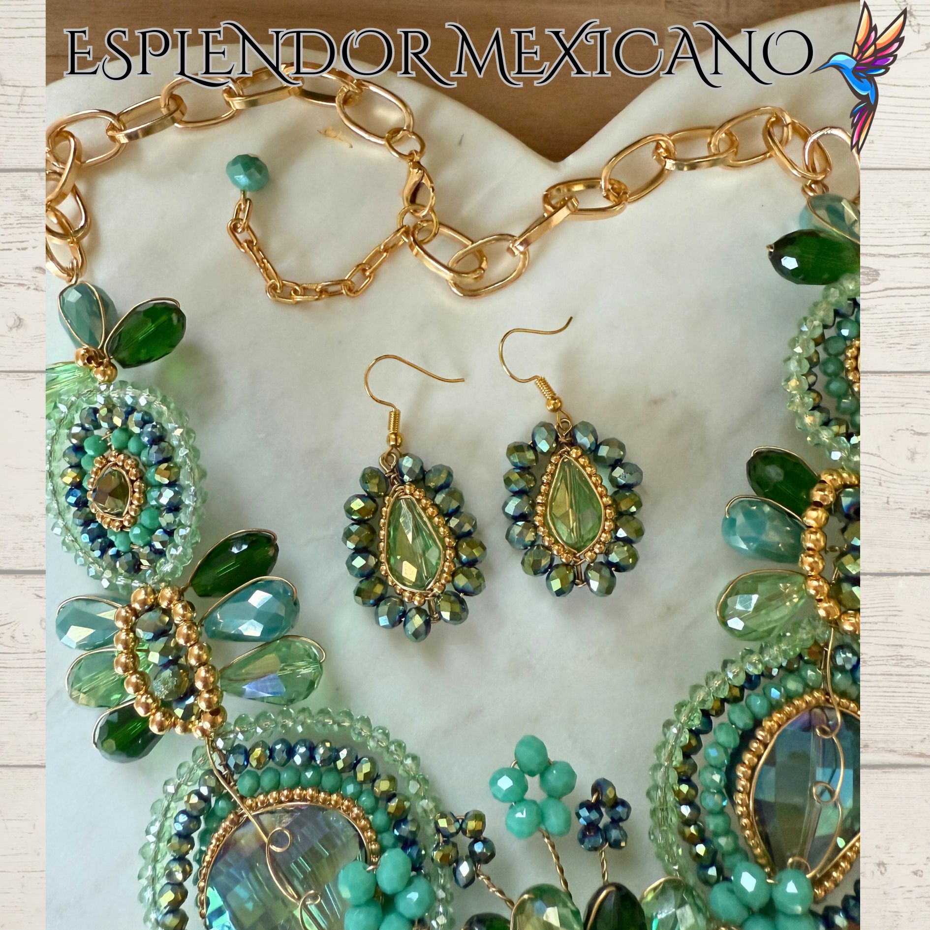 💚💙 Frida Heart Necklace Set – Handmade in Mexico