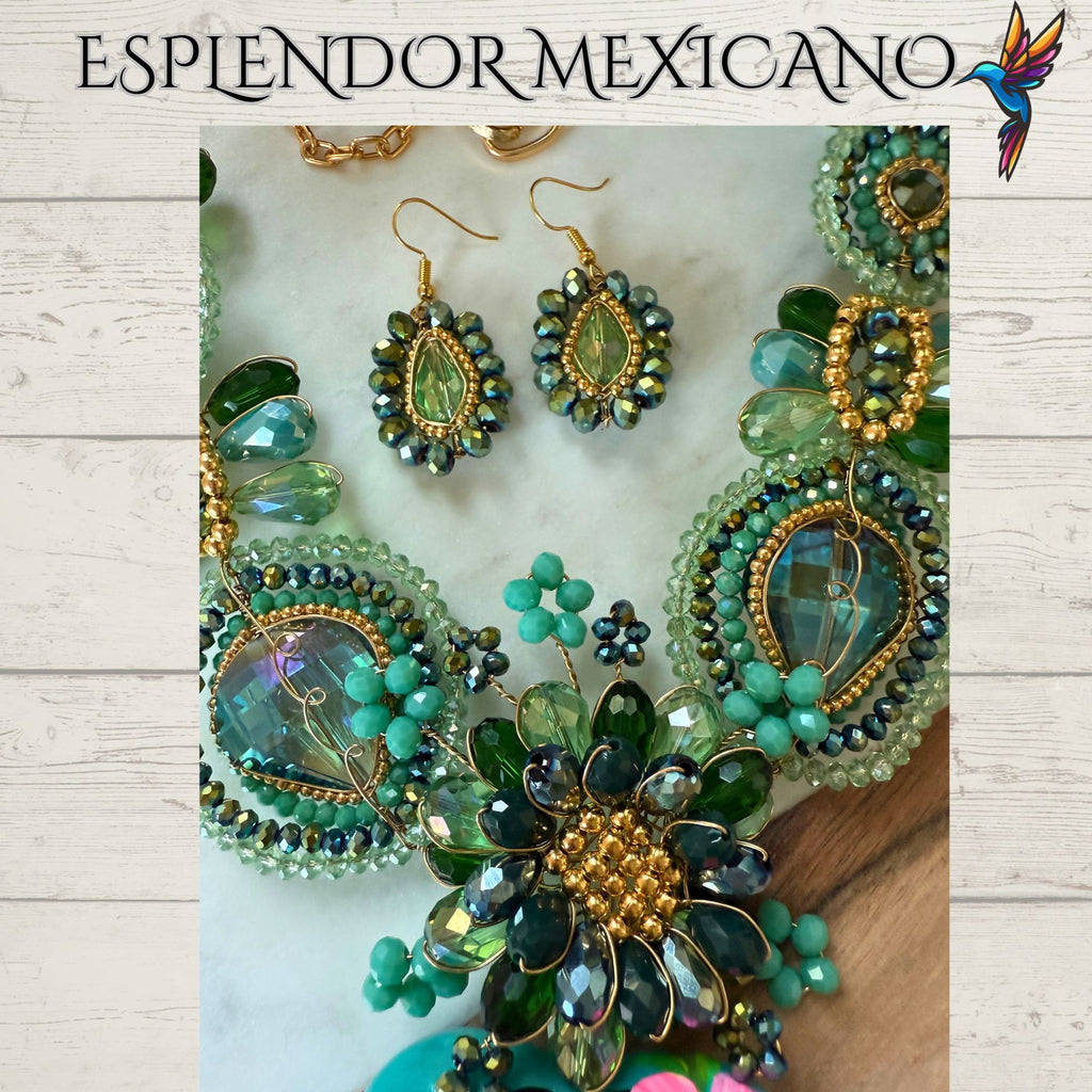 💚💙 Frida Heart Necklace Set – Handmade in Mexico