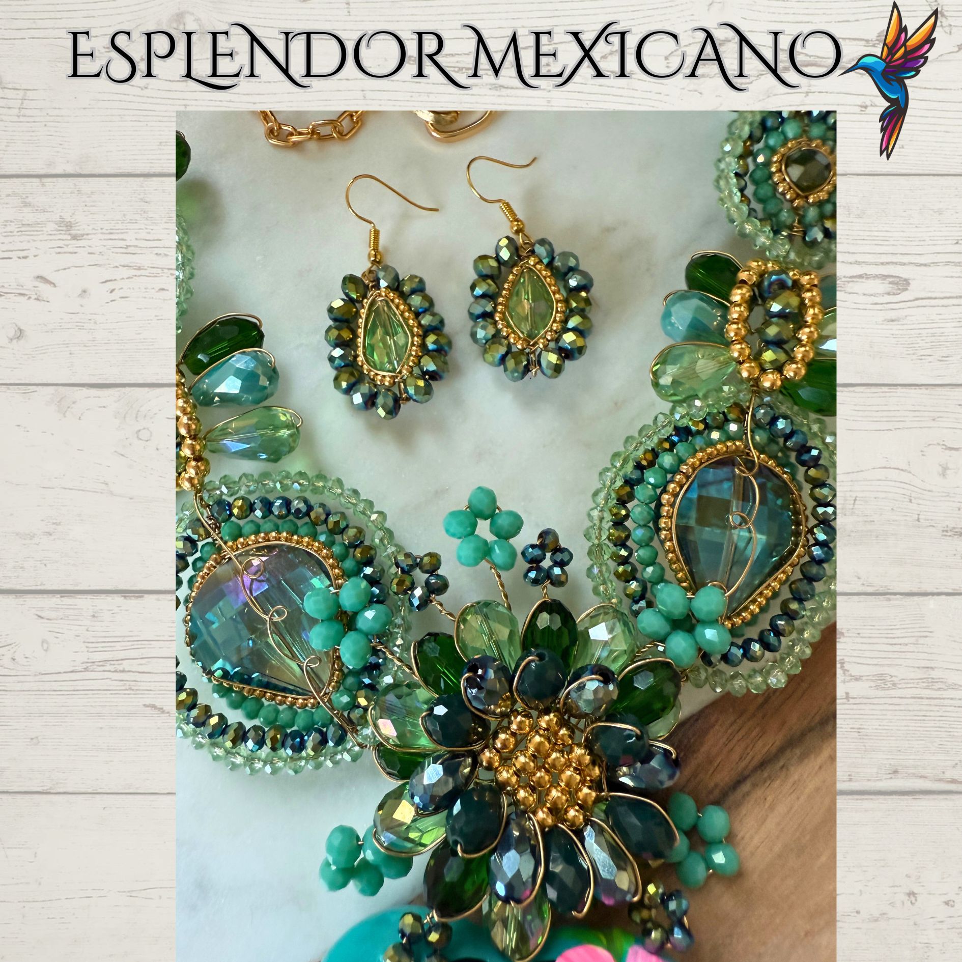 💚💙 Frida Heart Necklace Set – Handmade in Mexico