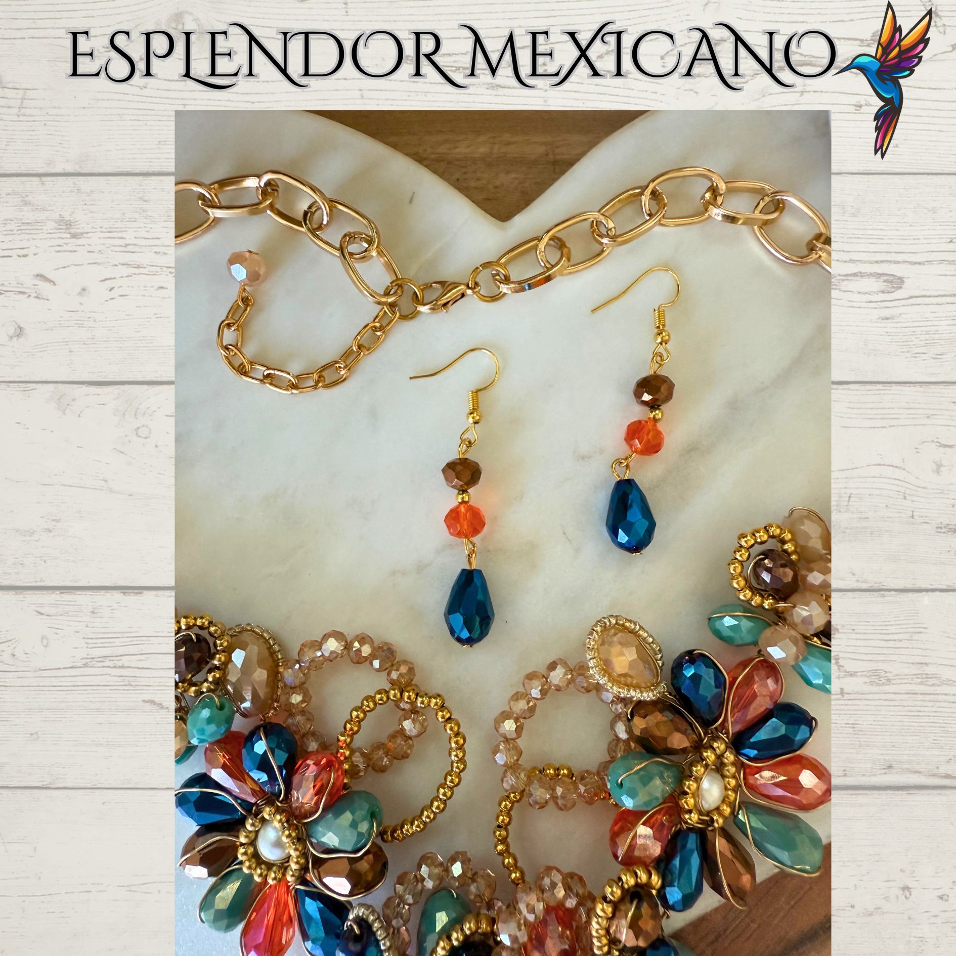 🧡 Hand-Blown Glass Heart Necklace Set – Handmade in Mexico