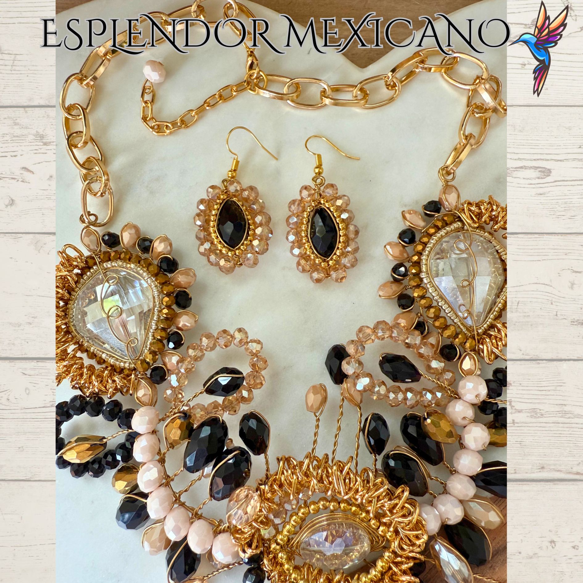 🖤🤍 Hand-Painted Ceramic Skull Necklace Set – Handmade in Mexico