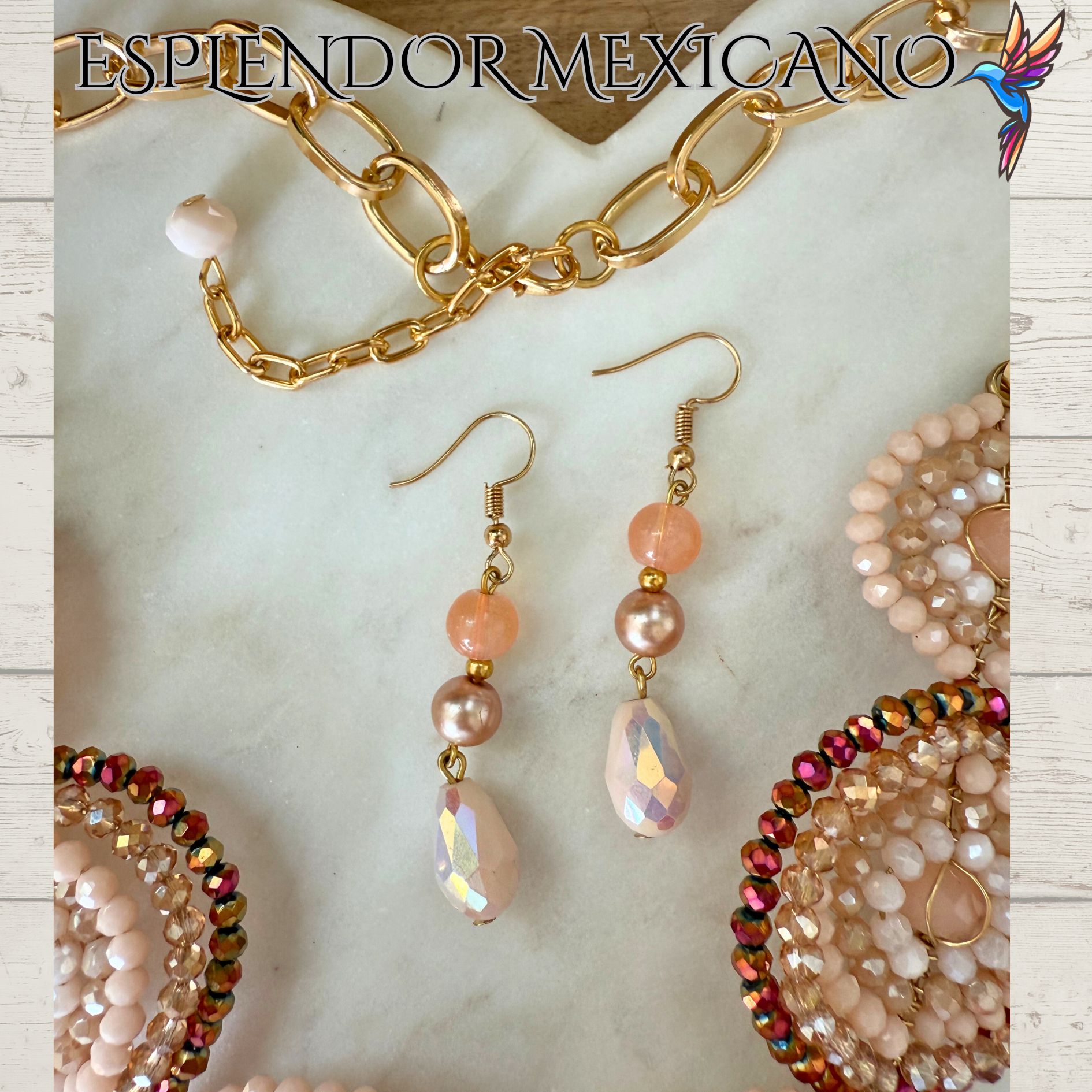 🩷🧡🤍 Frida Heart Necklace Set – Handmade in Mexico