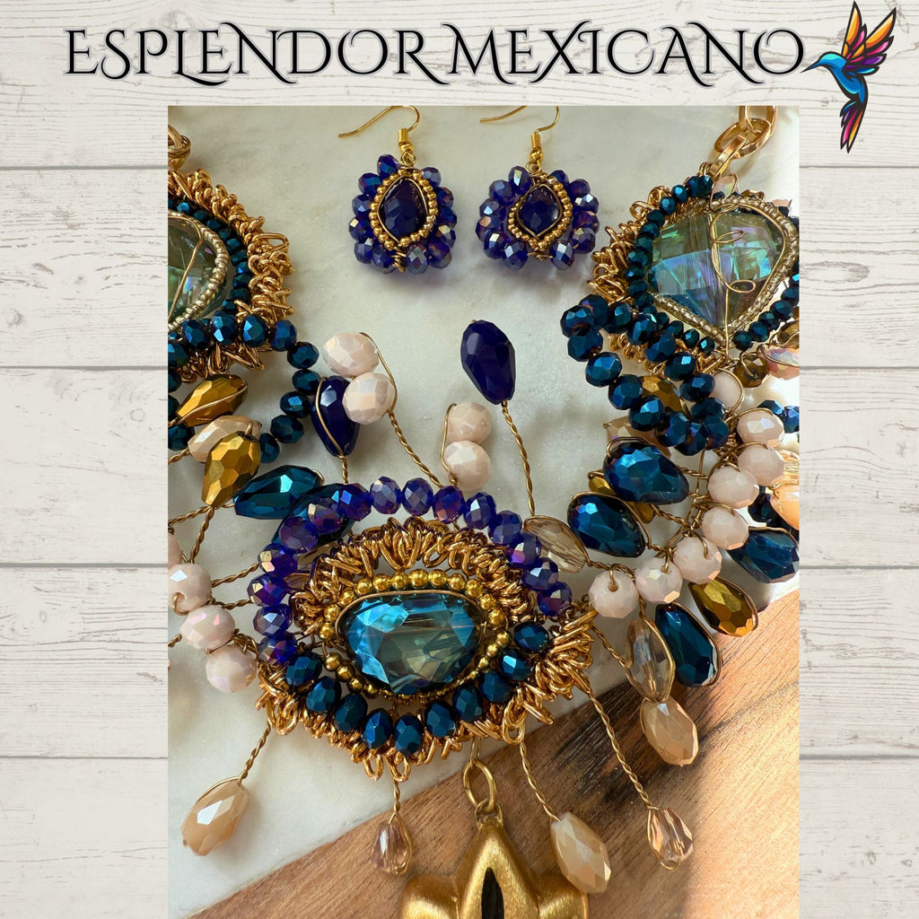 💙✨ Hummingbird Heart Necklace Set – Handmade in Mexico