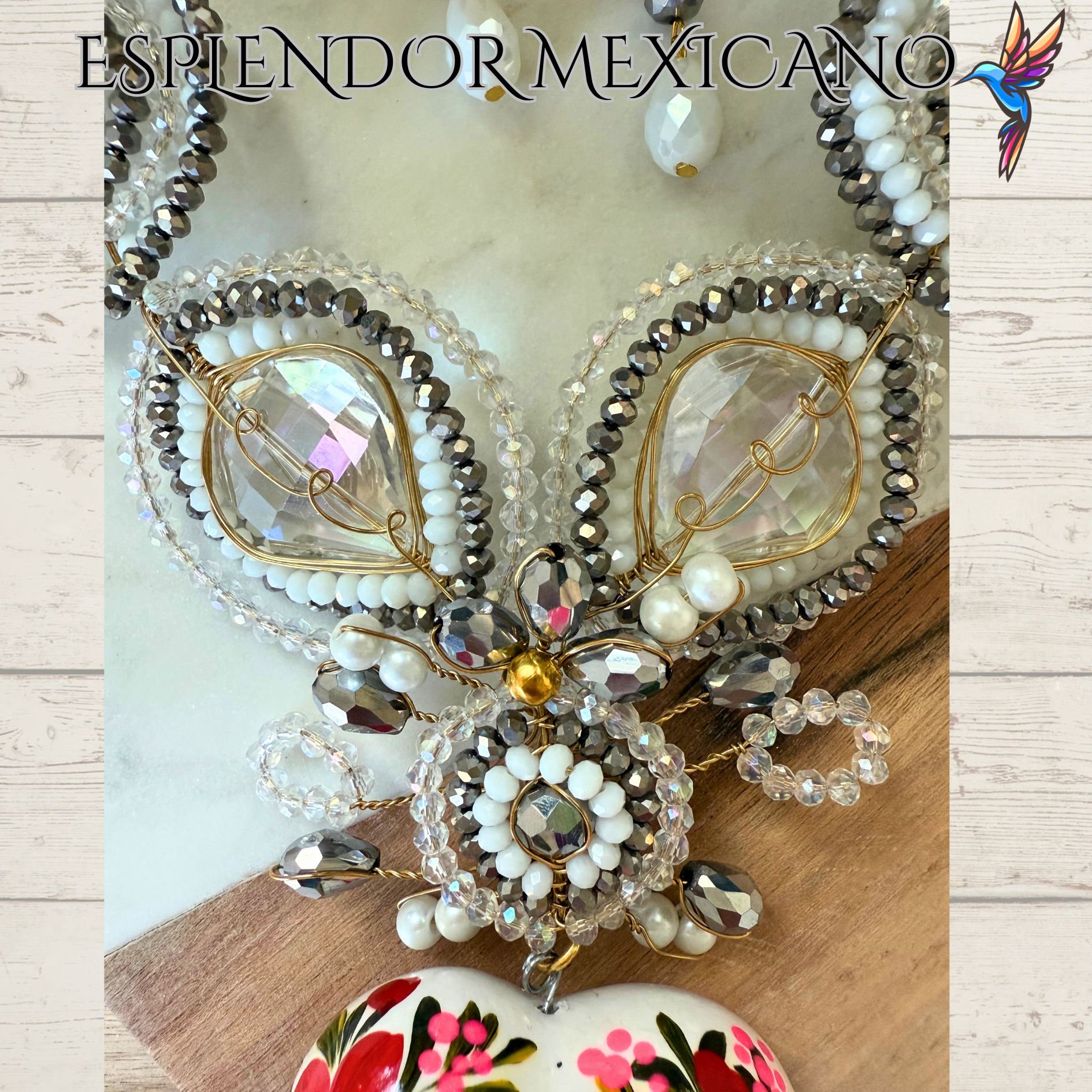 🤍✨ Floral Heart Necklace Set – Handmade in Mexico