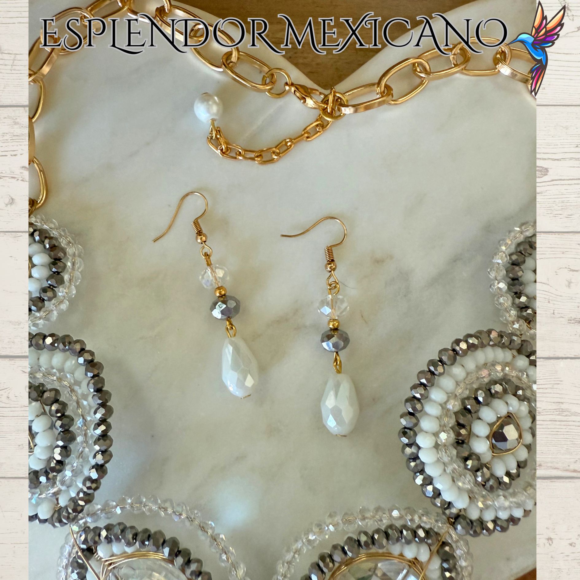 🤍✨ Floral Heart Necklace Set – Handmade in Mexico