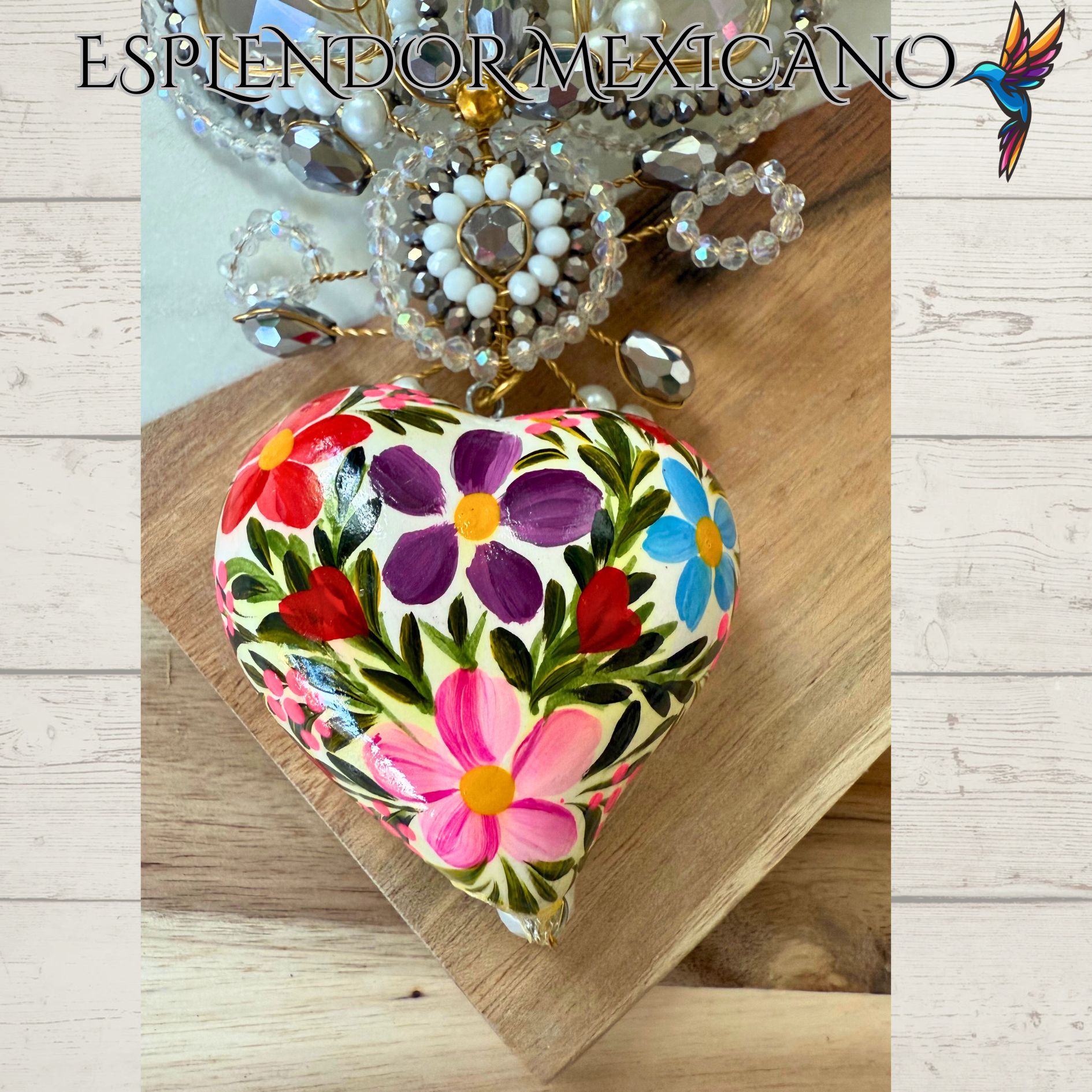 🤍✨ Floral Heart Necklace Set – Handmade in Mexico