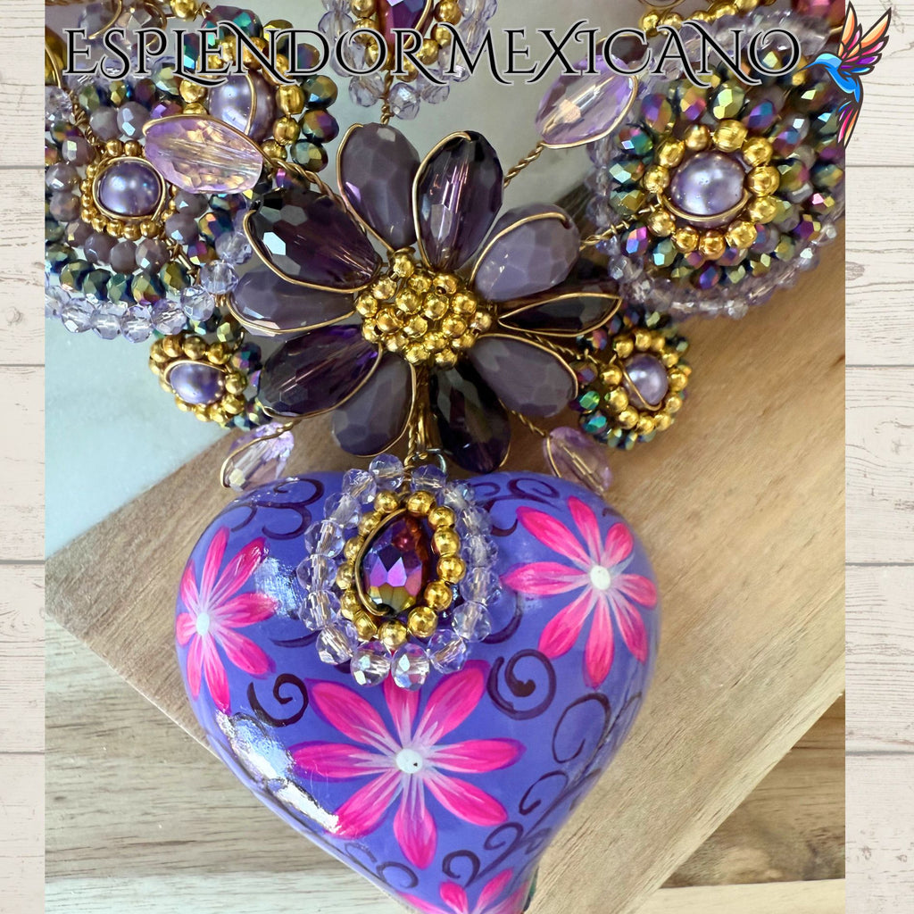💗✨ Floral Heart Necklace Set – Handmade in Mexico