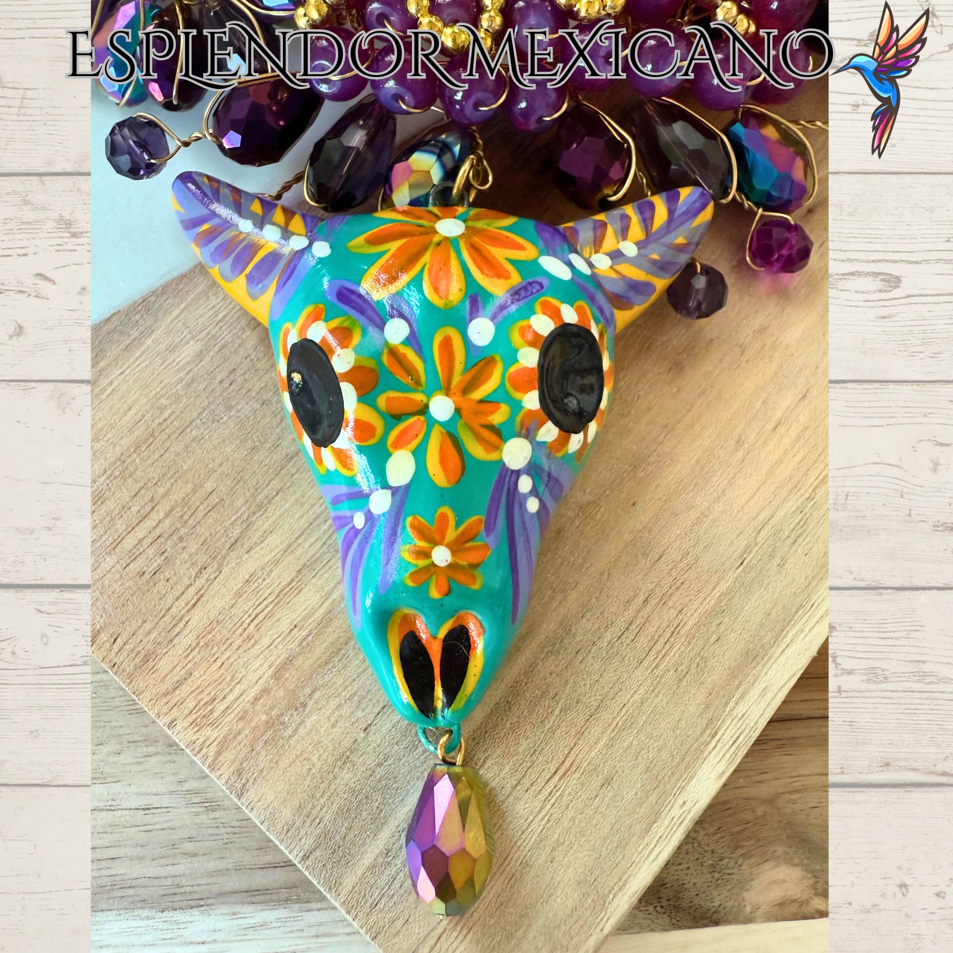 💜✨ Ceramic Skull Necklace Set – Handmade in Mexico