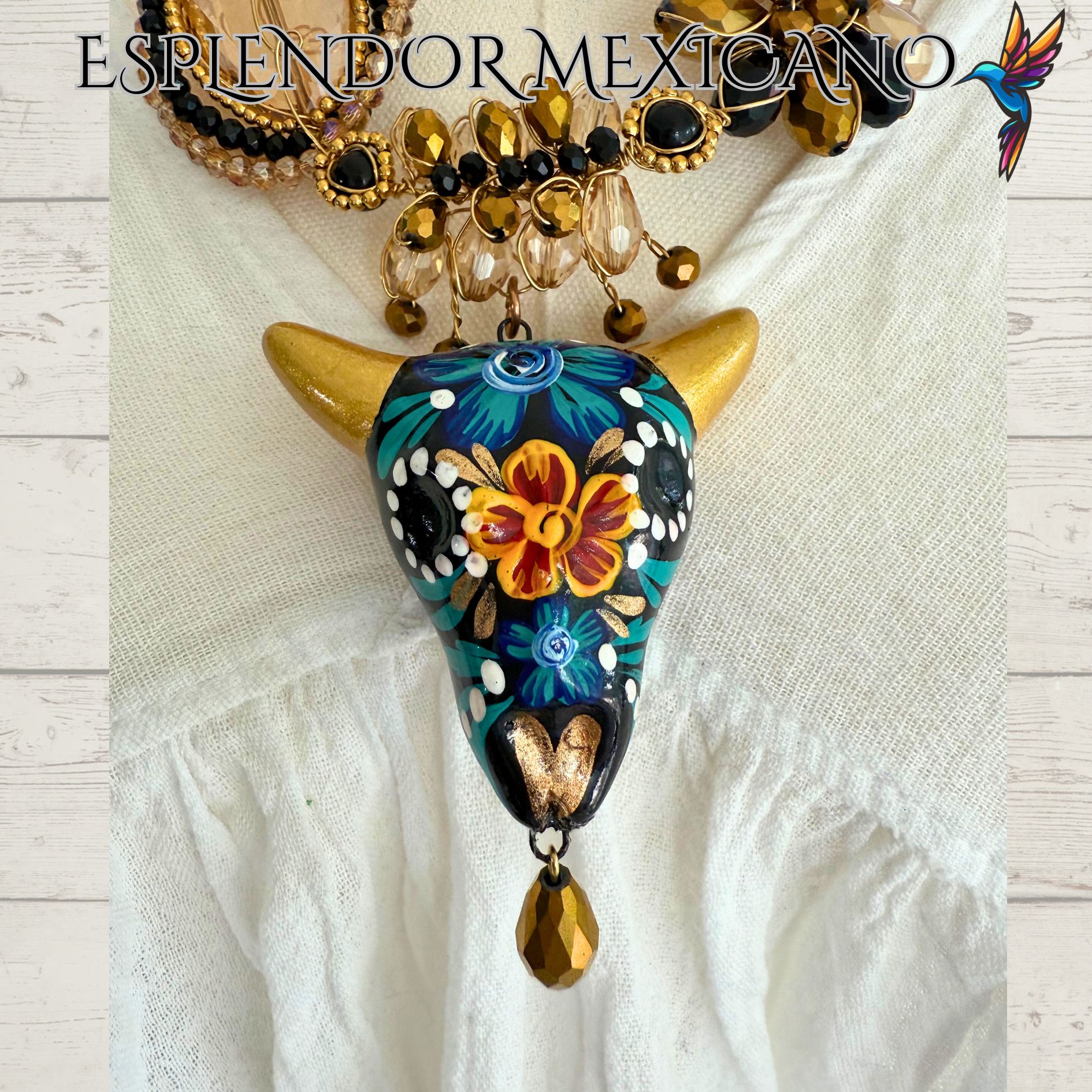 💙🖤✨ Ceramic Skull Necklace Set – Handmade in Mexico