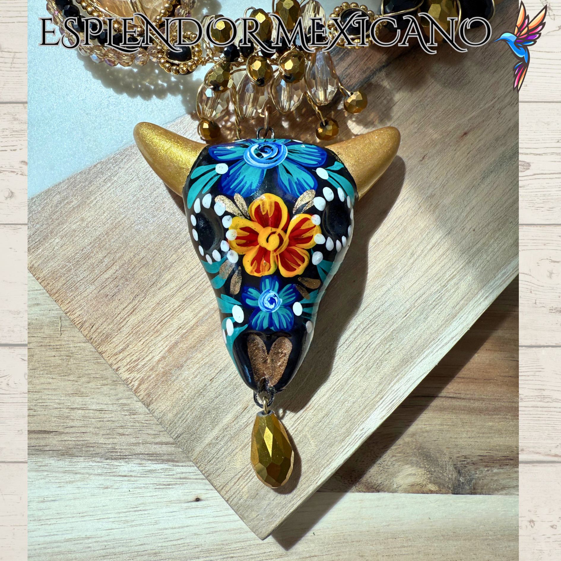 💙🖤✨ Ceramic Skull Necklace Set – Handmade in Mexico