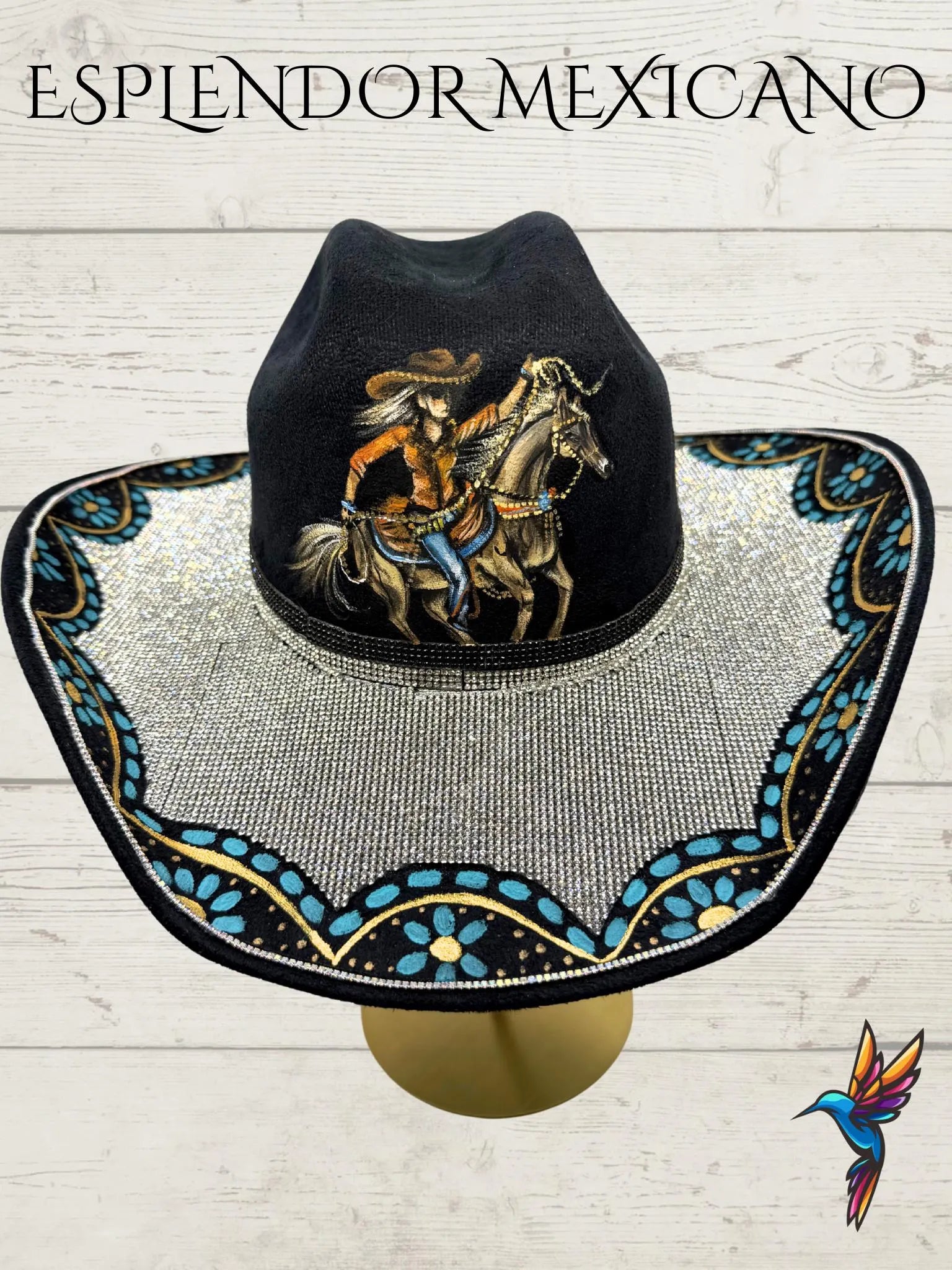 🤠 Handmade Western Hat – Exclusive Cowgirl & Horse Design
