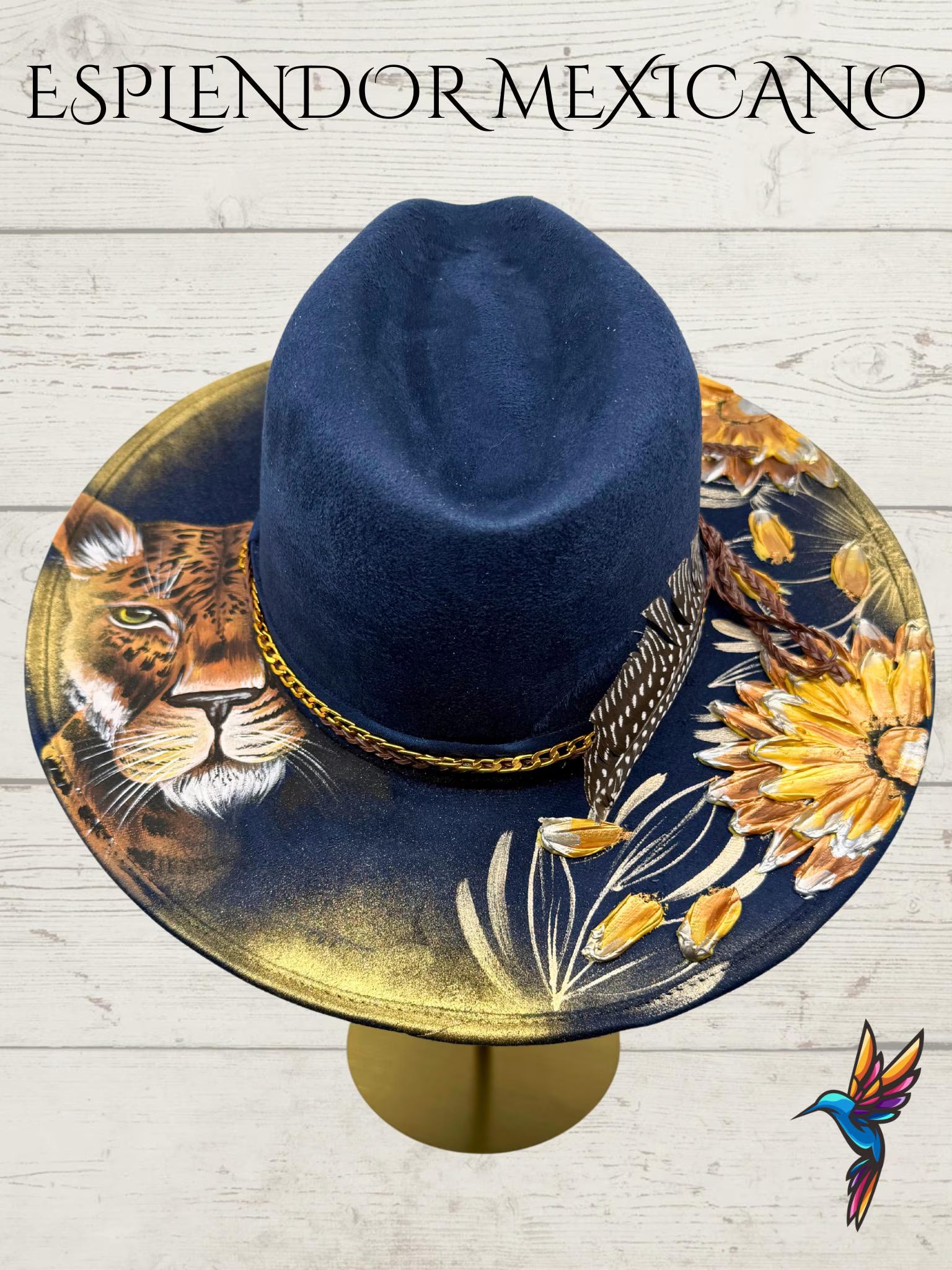 🐆 Handmade Western Hat – Hand-Painted Cougar Design