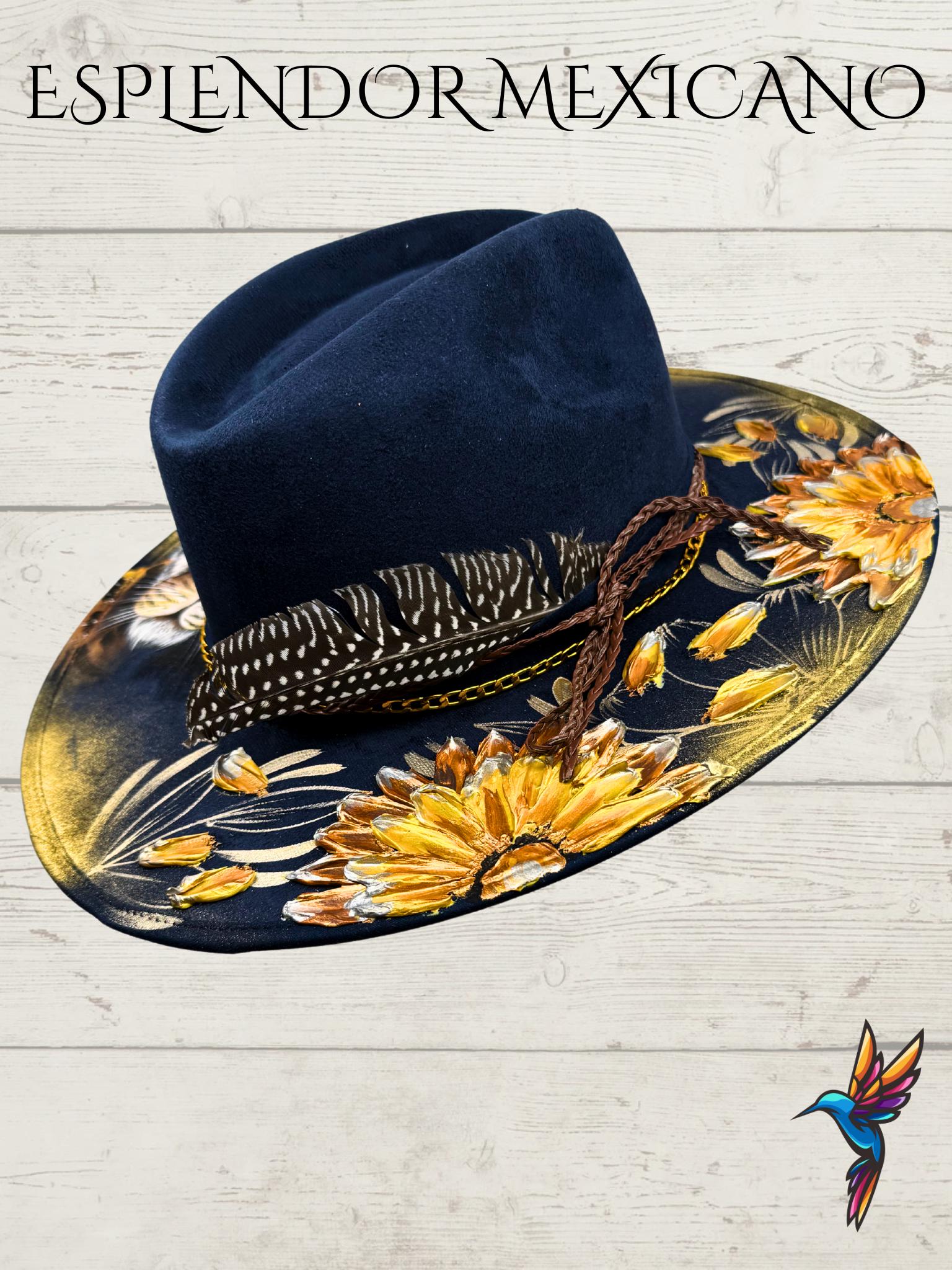 🐆 Handmade Western Hat – Hand-Painted Cougar Design