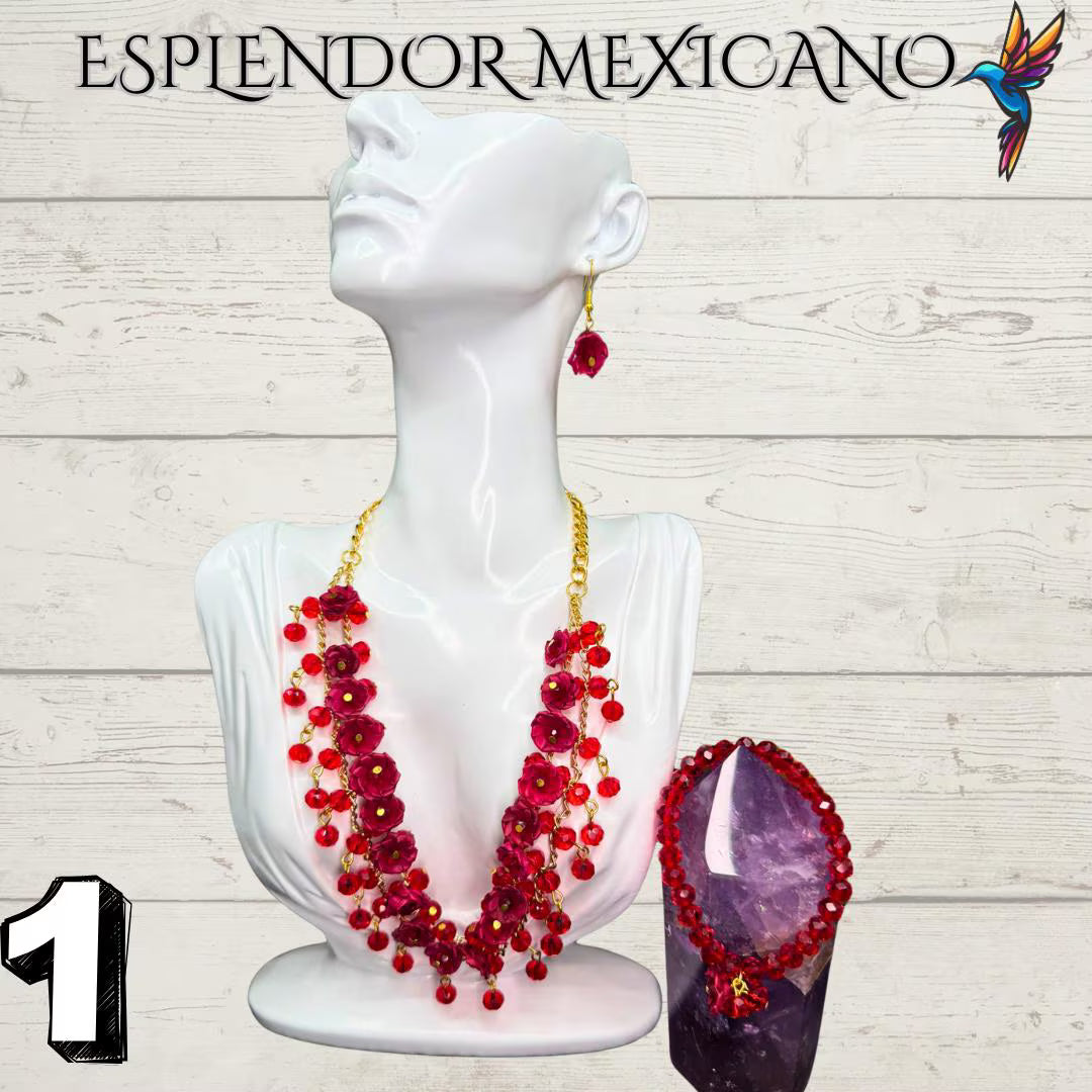 Mexican Artisanal Palm Necklace Jewelry Set/Palm Necklace & Earrings/Mexican Jewelry/Ethnic Necklace/Latina Style/Handmade in Mexico/Boho