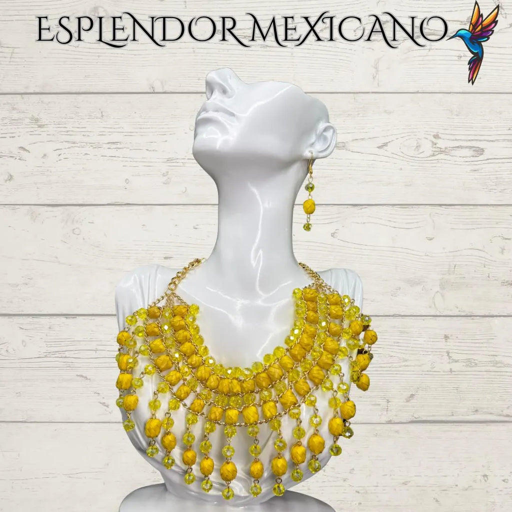 Golden Glow Statement Necklace Set