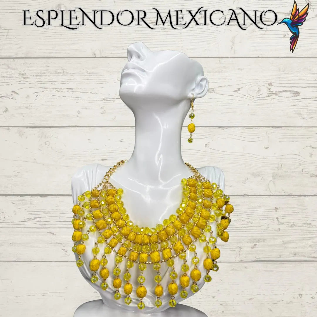 Golden Glow Statement Necklace Set
