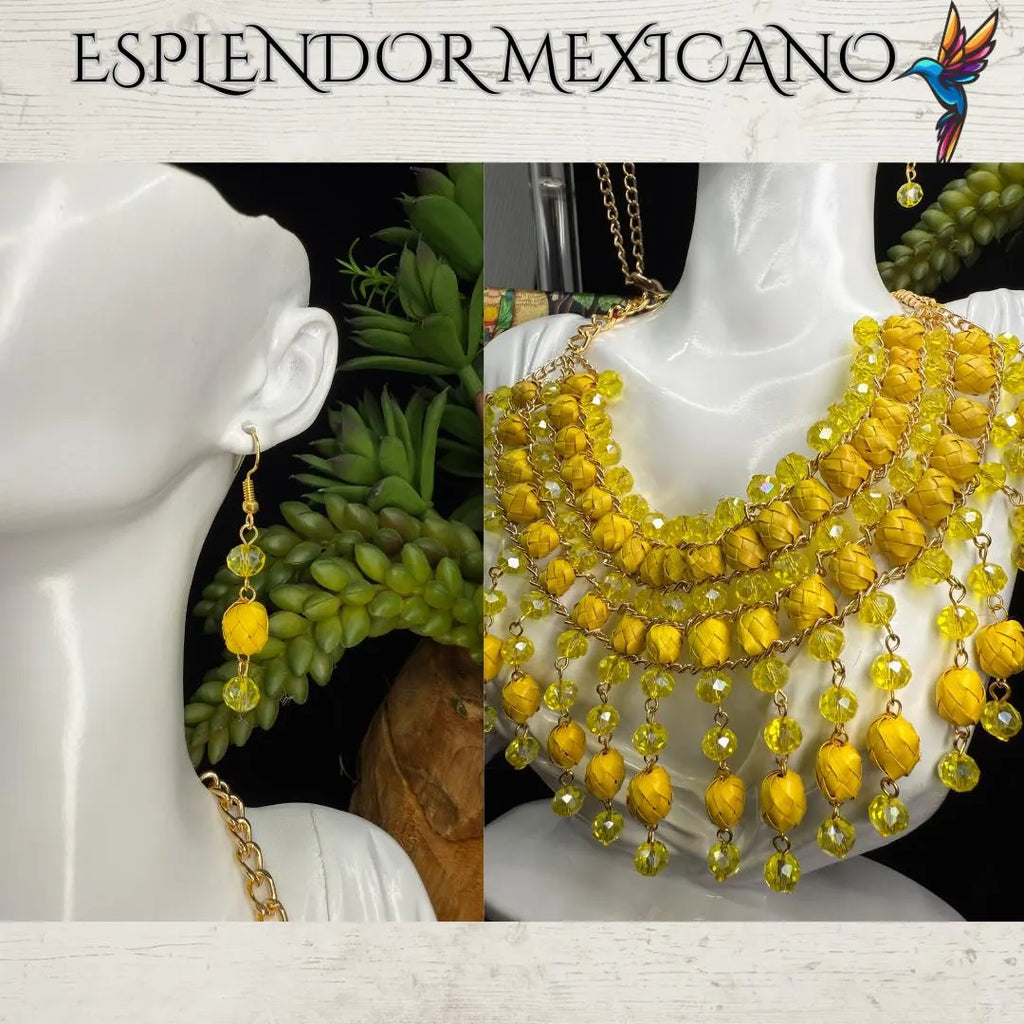 Golden Glow Statement Necklace Set
