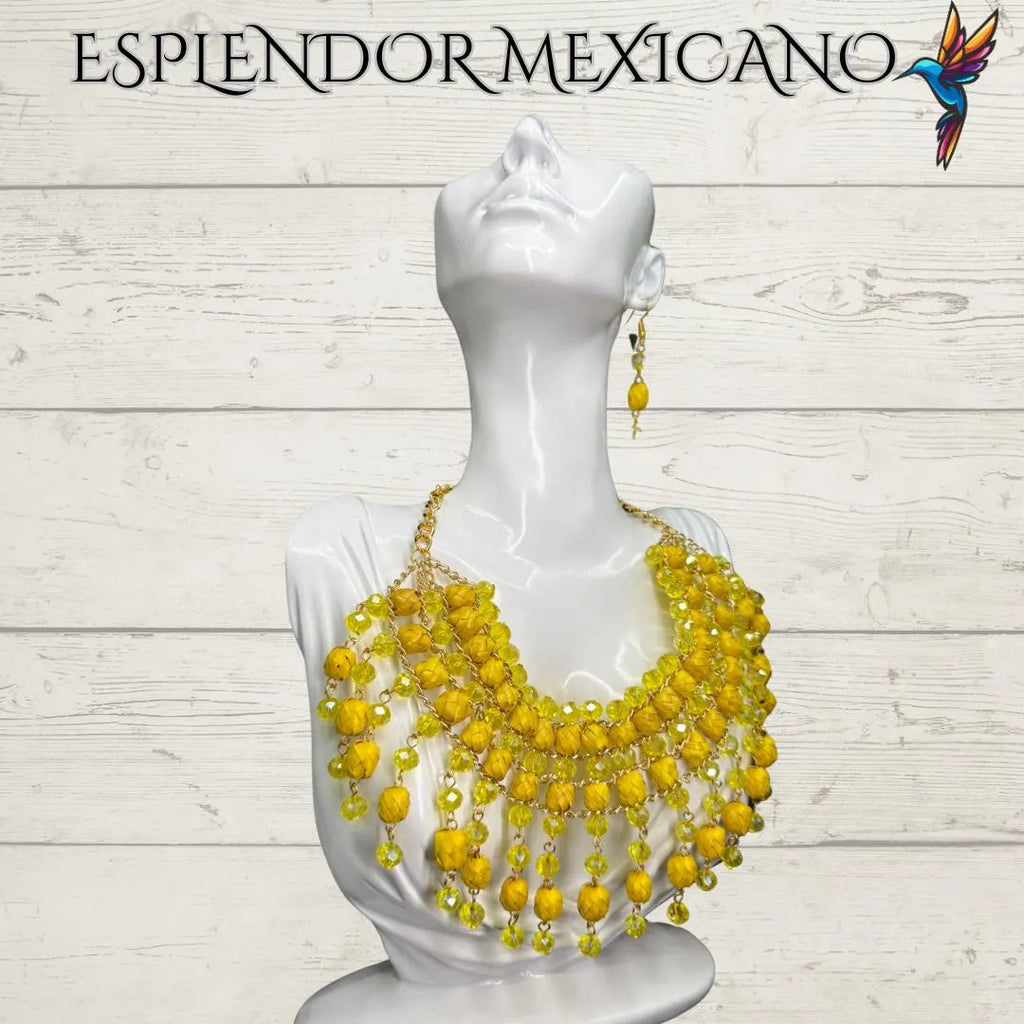 Golden Glow Statement Necklace Set