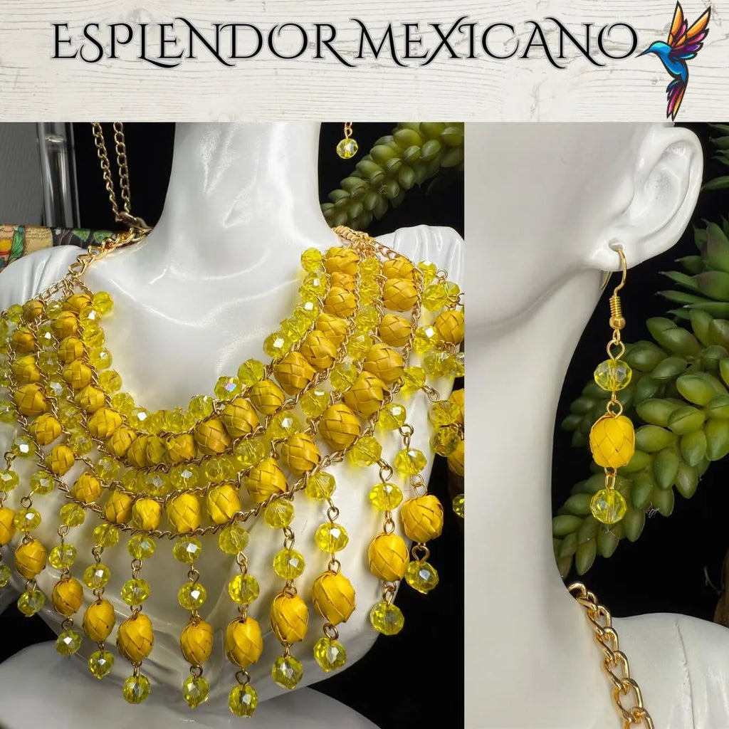 Golden Glow Statement Necklace Set