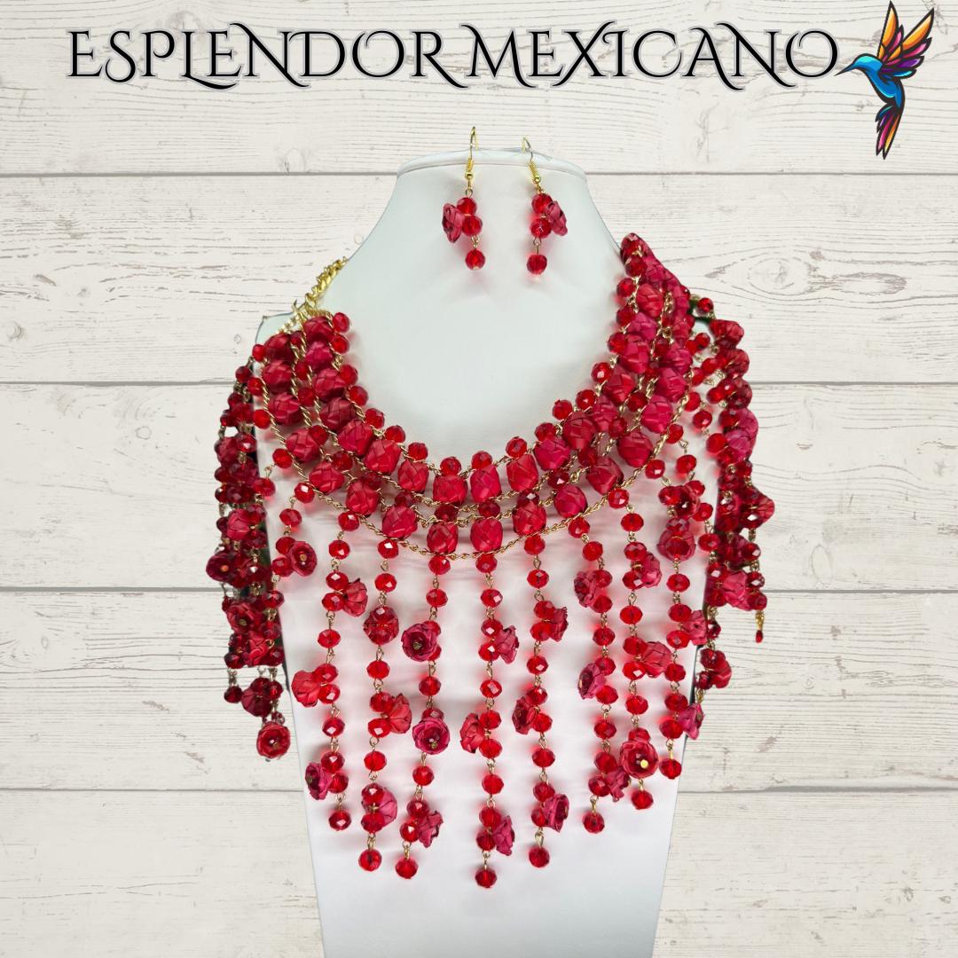 ❤️ Cascada Roja Statement Necklace Set