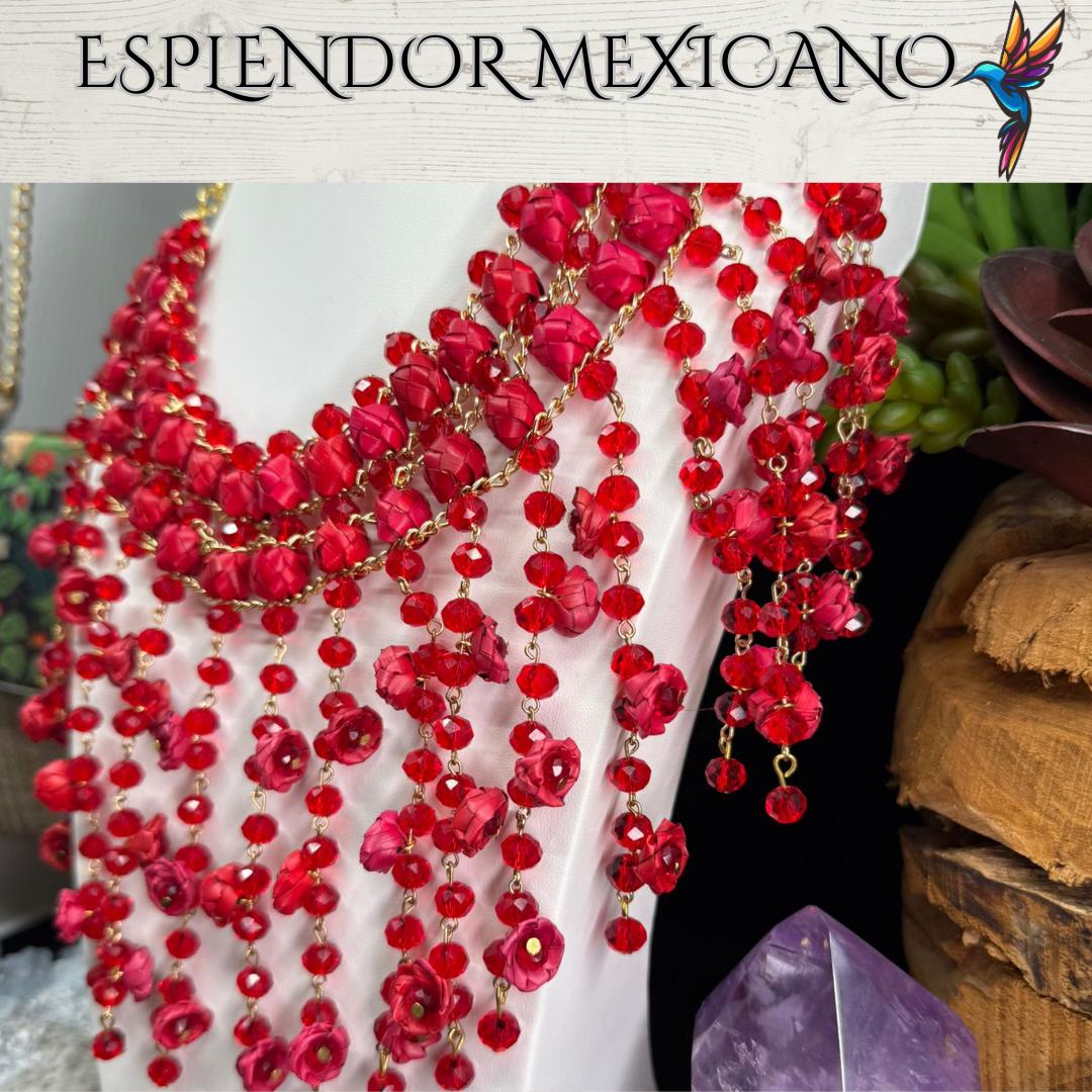 ❤️ Cascada Roja Statement Necklace Set