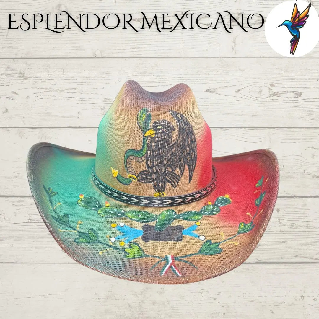 🦅 Hand-Painted Eagle Western Canvas Hat