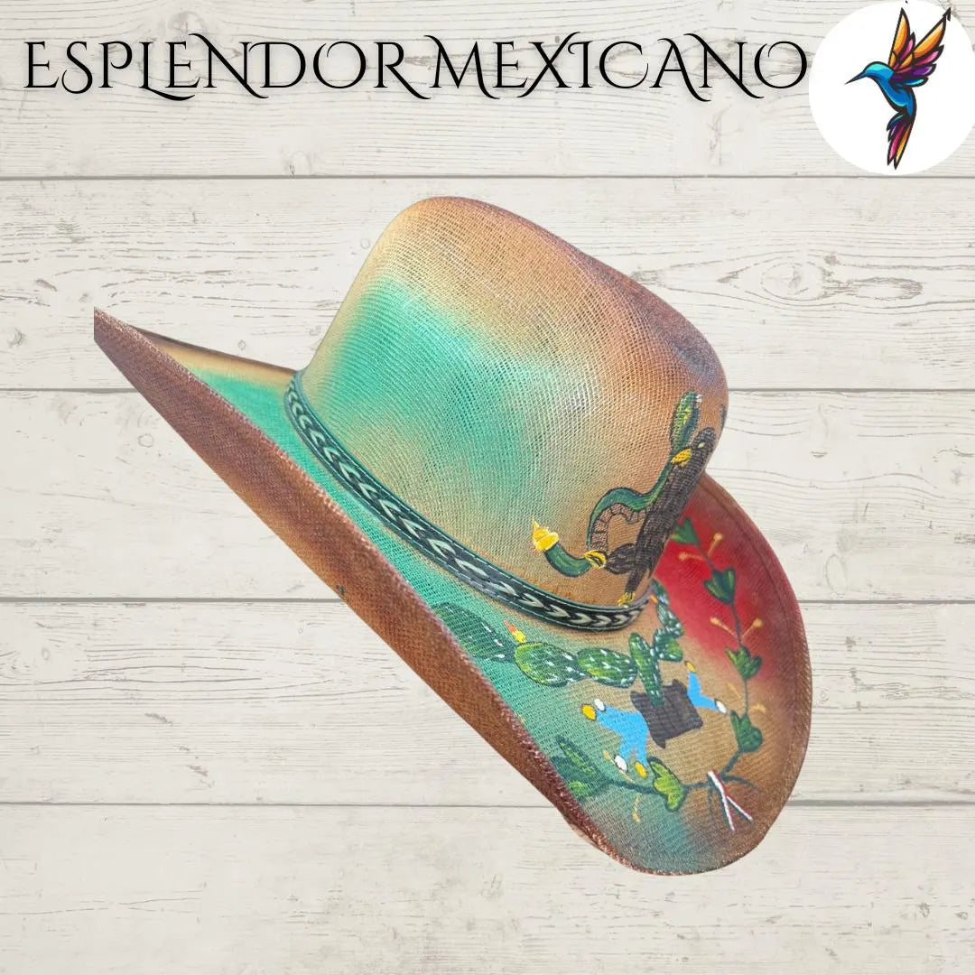 🦅 Hand-Painted Eagle Western Canvas Hat