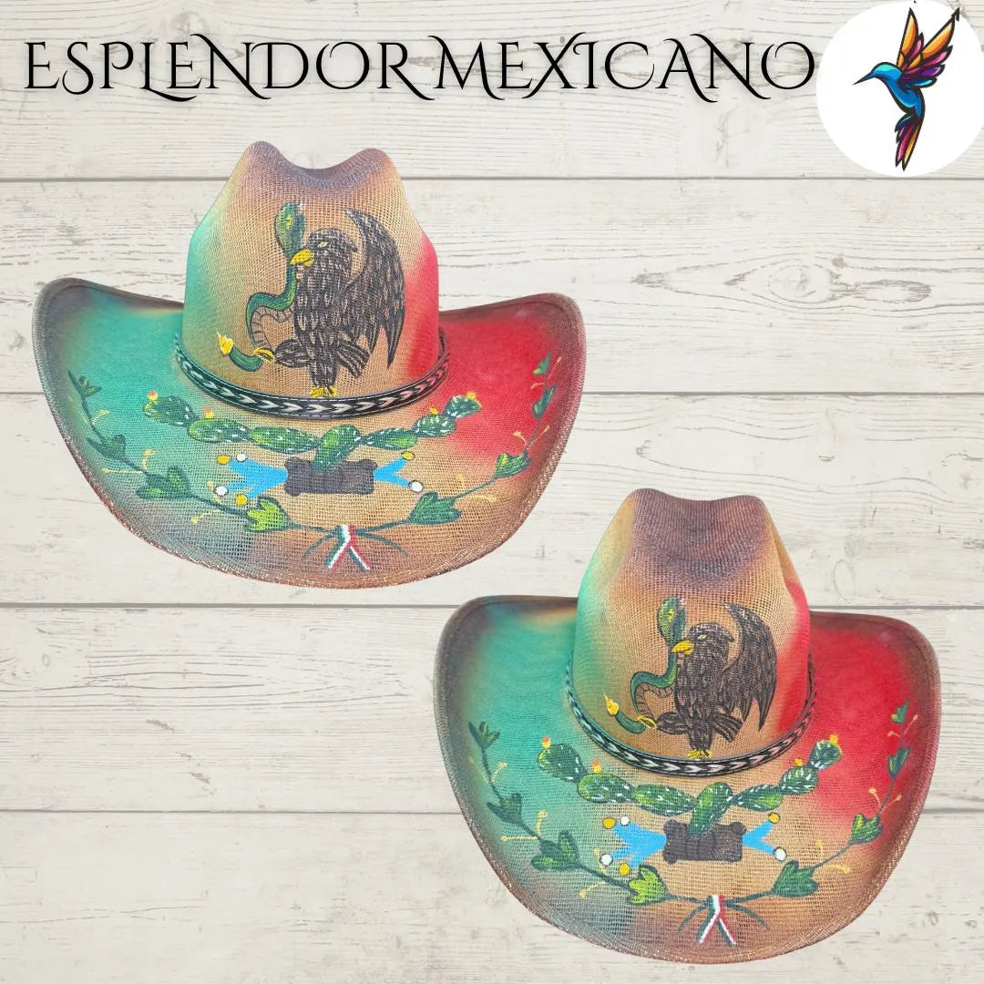 🦅 Hand-Painted Eagle Western Canvas Hat