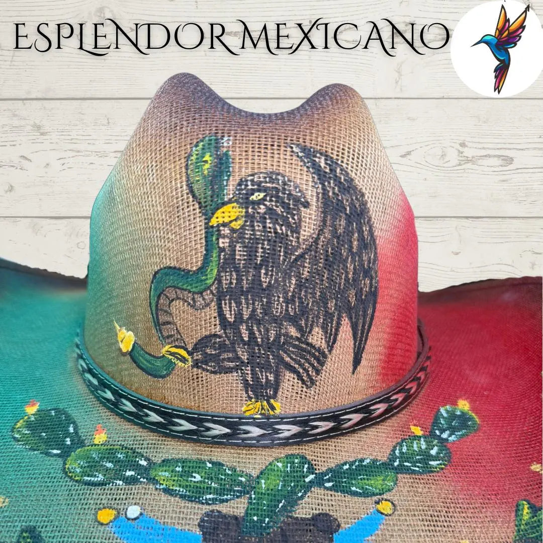 🦅 Hand-Painted Eagle Western Canvas Hat