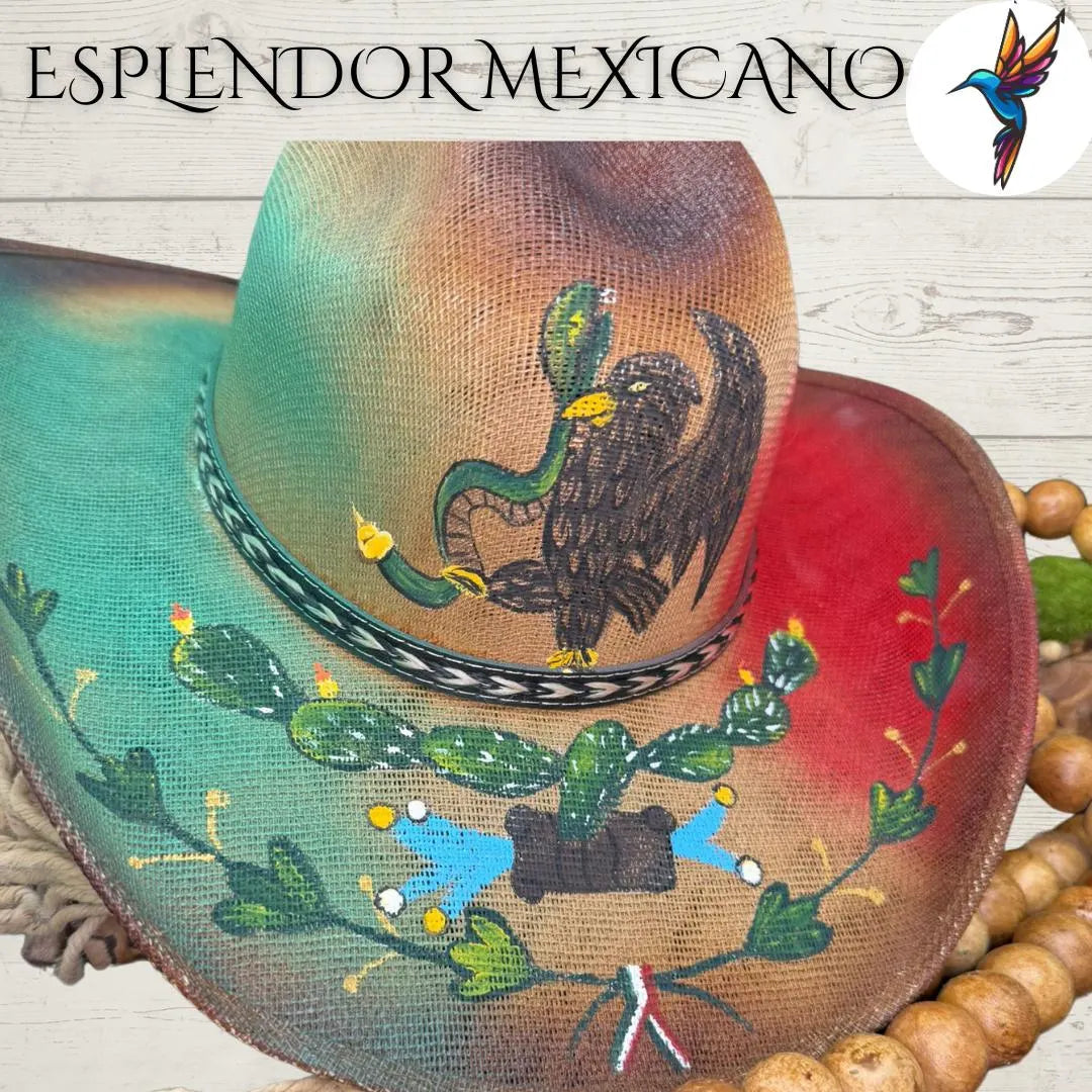 🦅 Hand-Painted Eagle Western Canvas Hat
