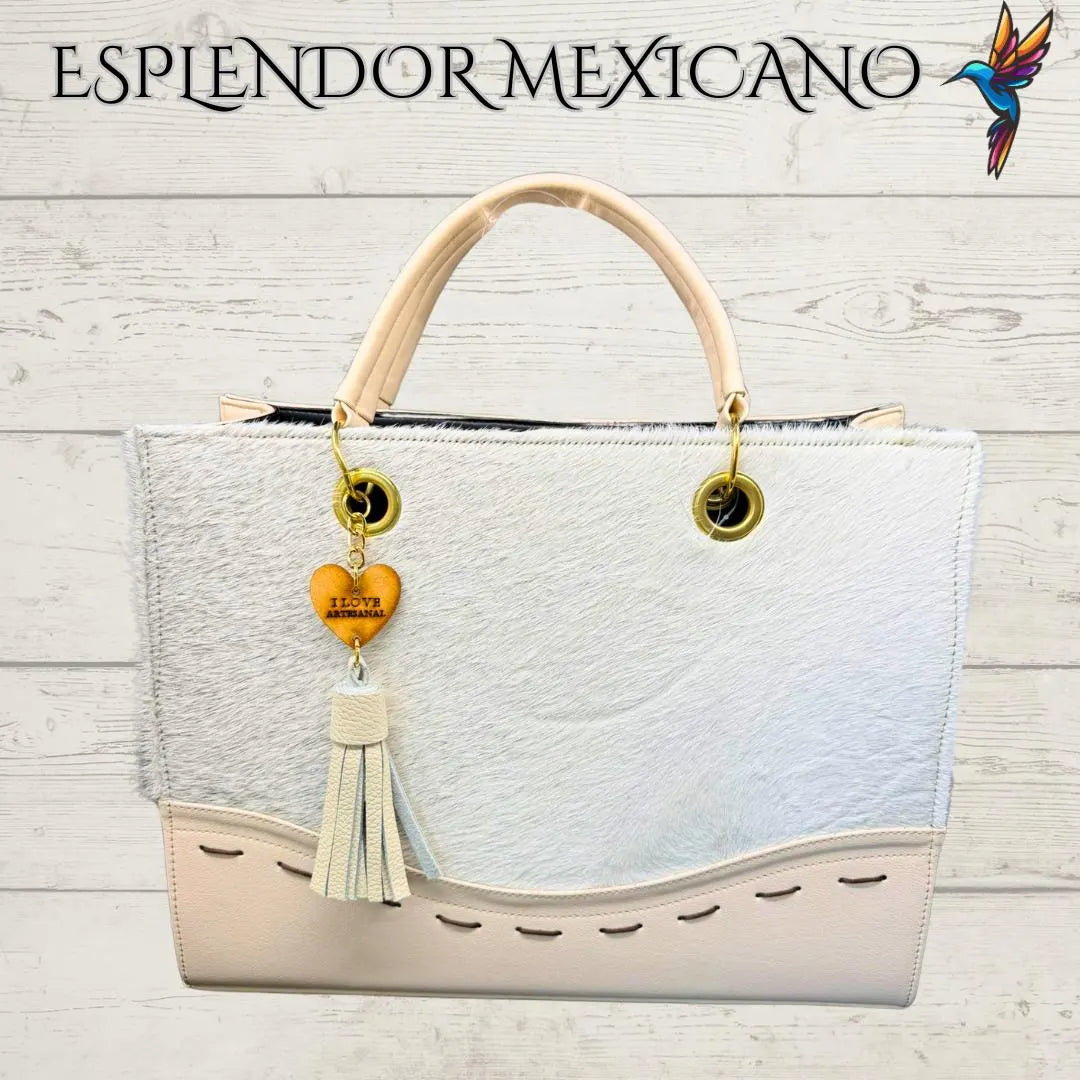🤍 Artisanal White Cowhide Purse – Convertible Crossbody Set